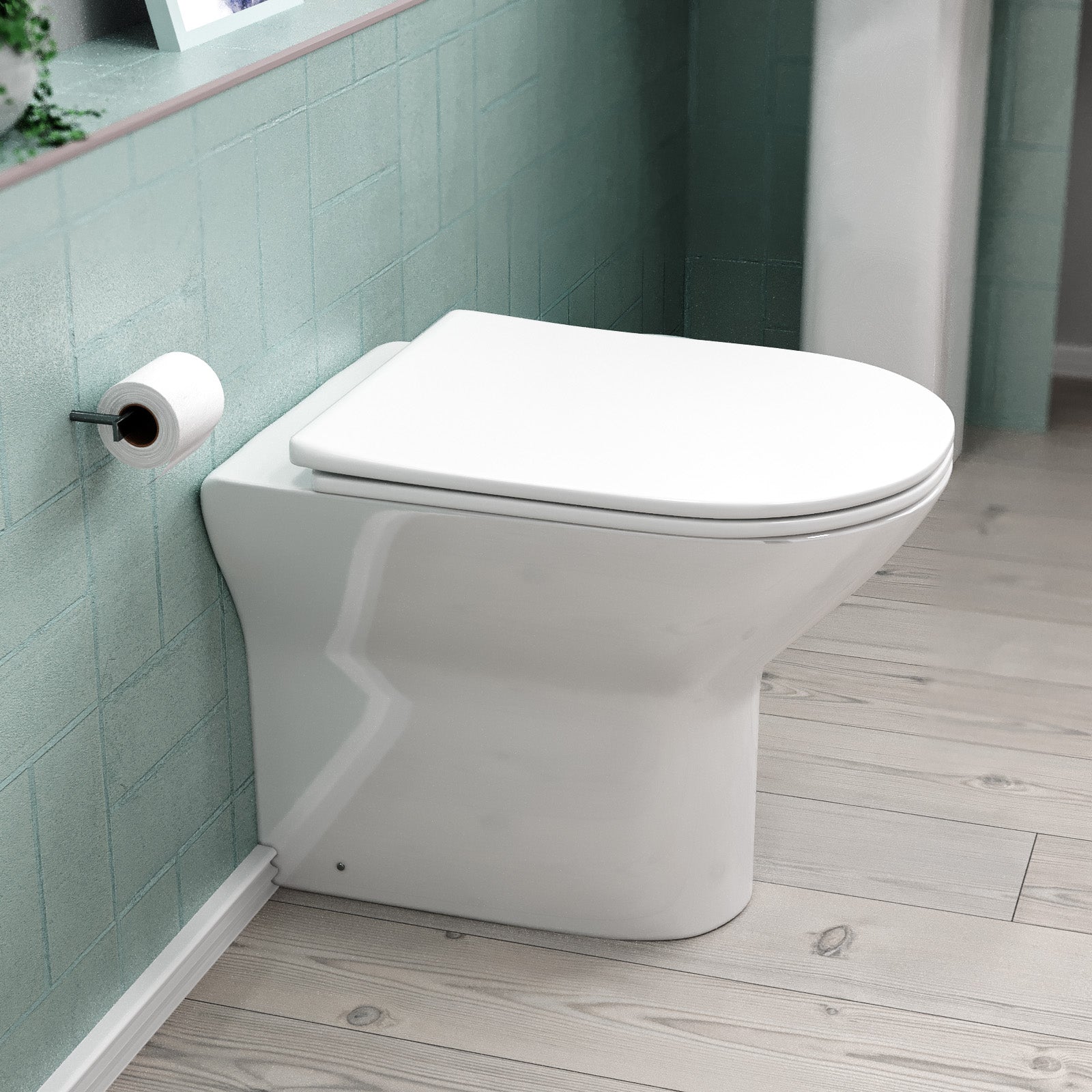 Matson Modern Round Back to Wall Toilet with Soft Close Seat White