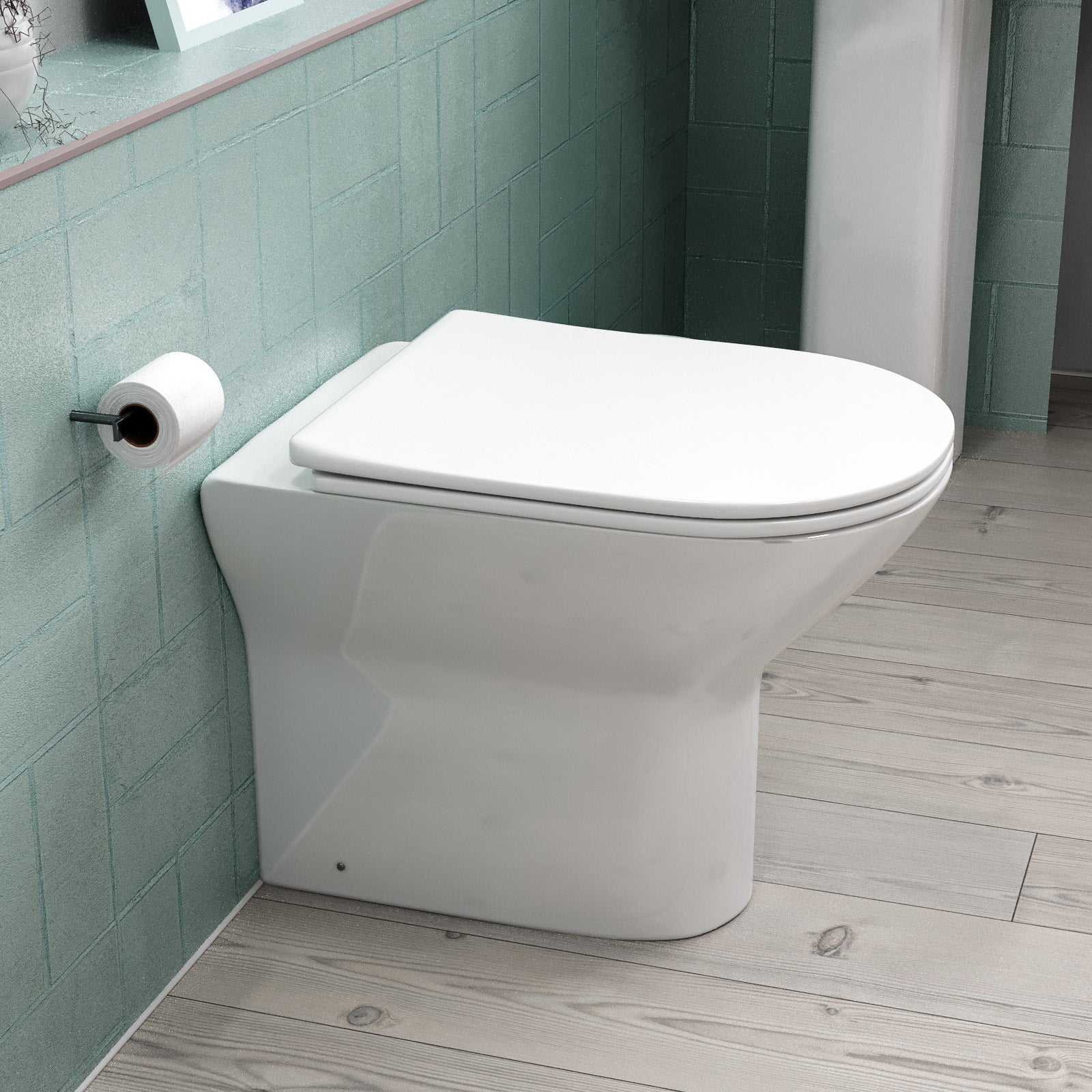 Matson Modern Round Back to Wall Toilet with Soft Close Seat White