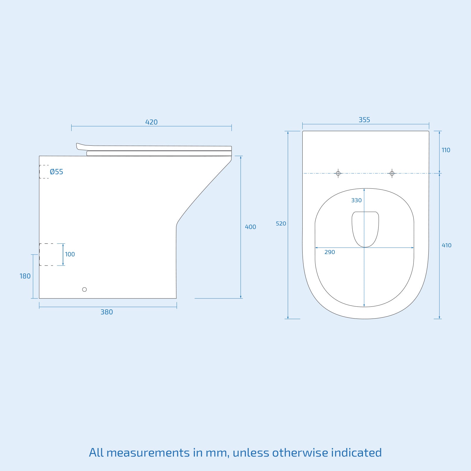 Matson Modern Round Back to Wall Toilet with Soft Close Seat White