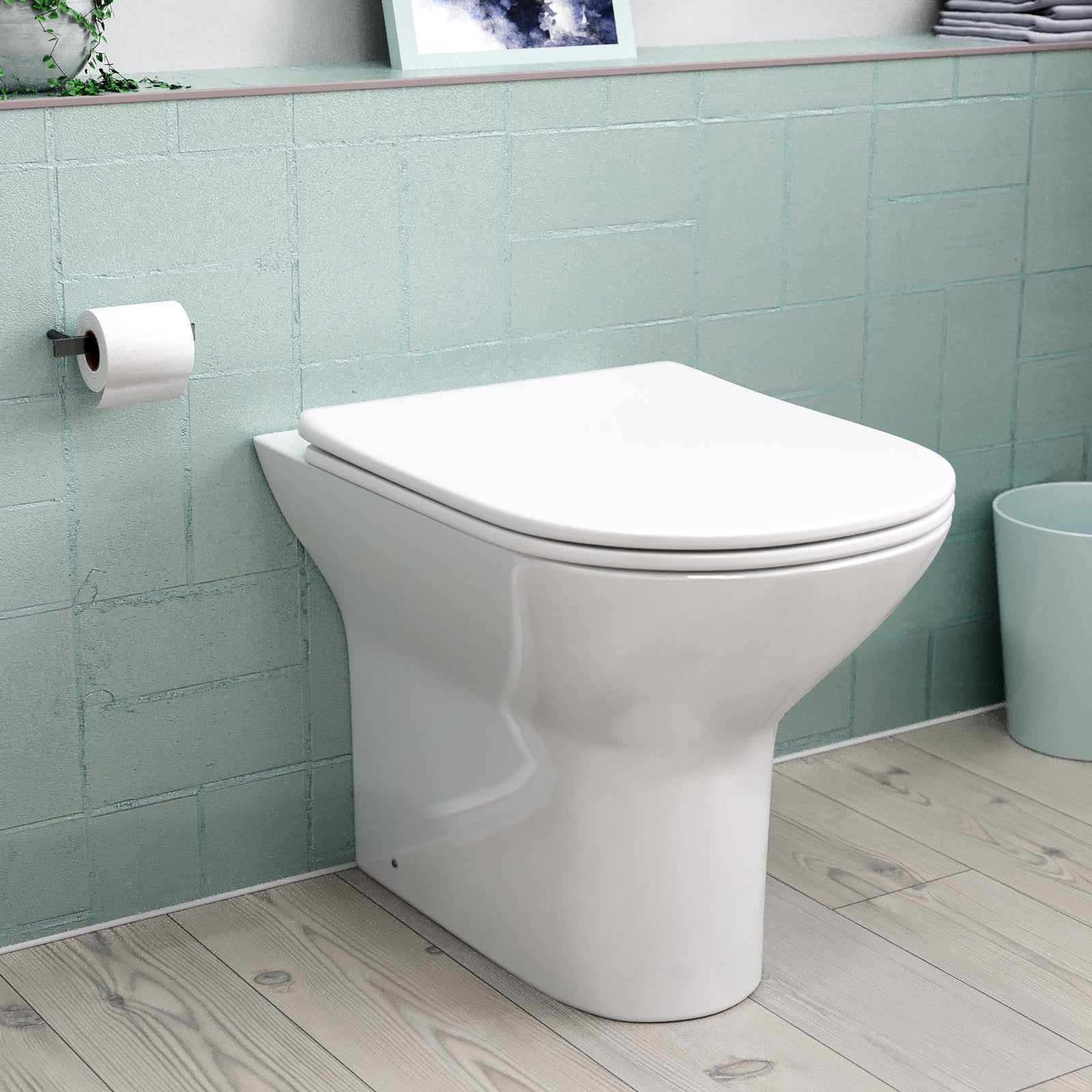Matson Modern Round Back to Wall Toilet with Soft Close Seat White