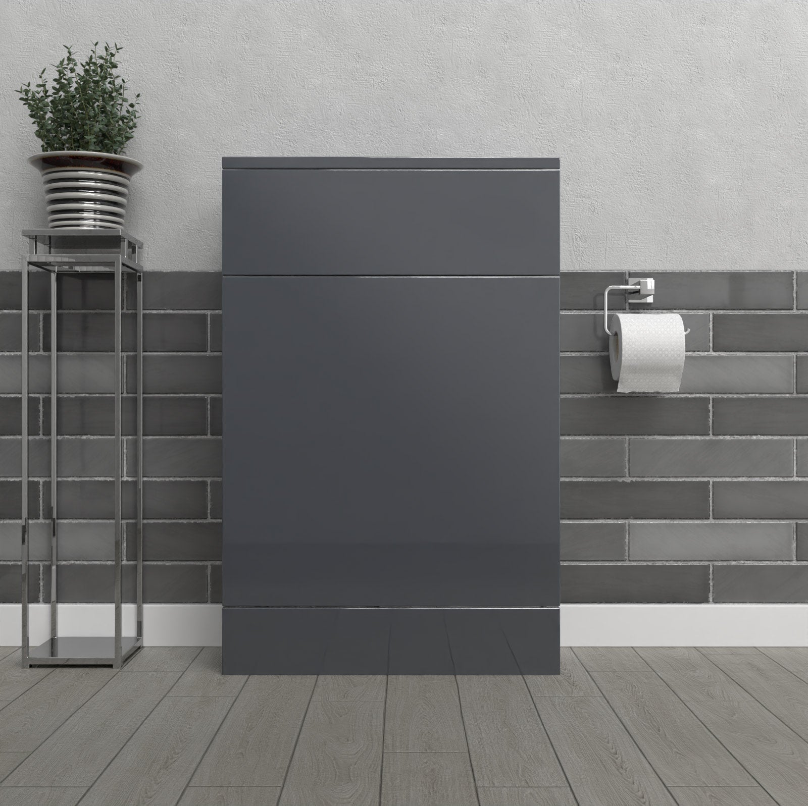 Nanuya Anthracite 500mm Freestanding Back To Wall WC Unit Bathroom