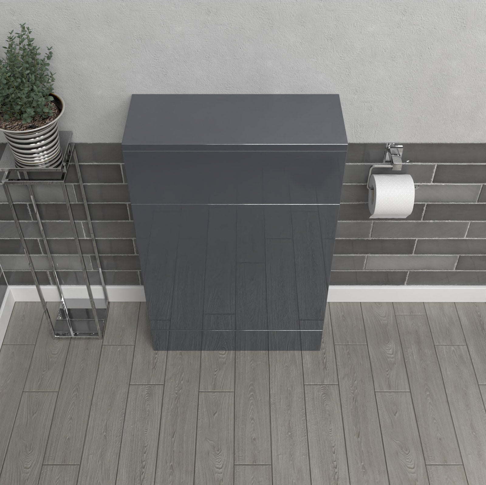 Nanuya Anthracite 500mm Freestanding Back To Wall WC Unit Bathroom