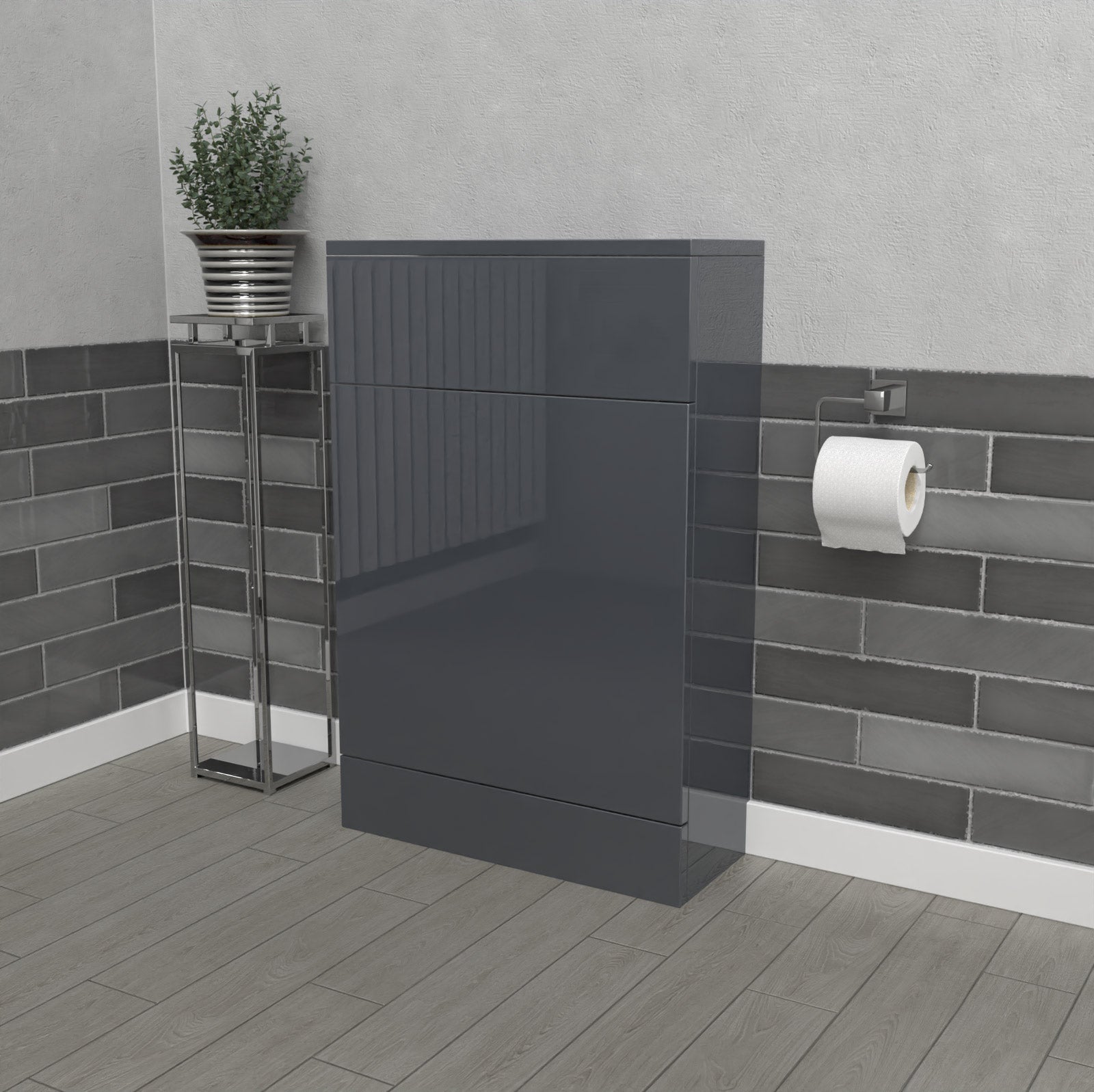 Nanuya Anthracite 500mm Freestanding Back To Wall WC Unit Bathroom