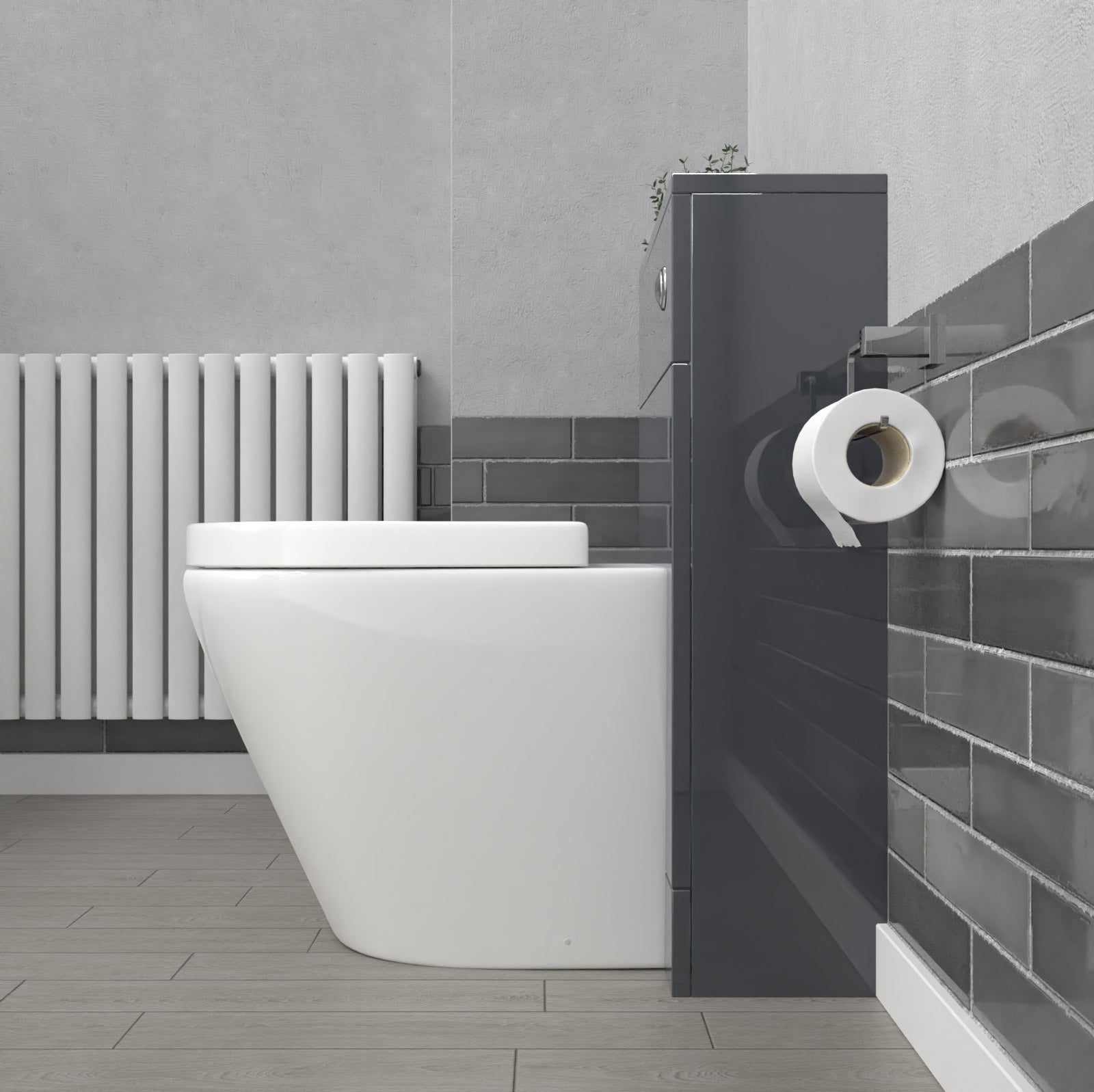 Romsley Modern 500mm Back To Wall Rimless Toilet with WC Unit Anthracite