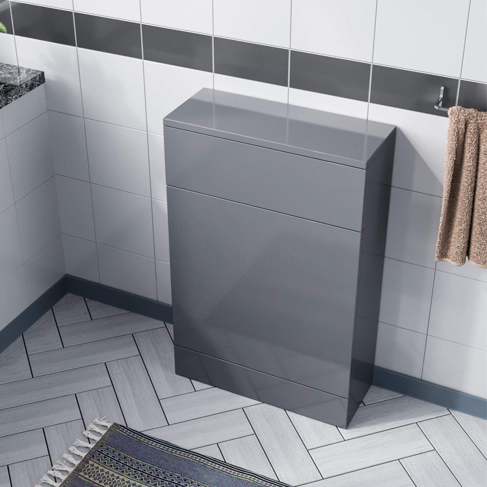 Grey 500mm Freestanding Back To Wall WC Unit Bathroom Flat Pack