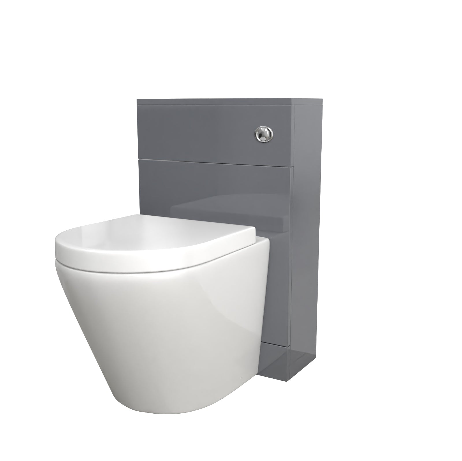 Romsley Modern 500mm Back To Wall Rimless Toilet with WC Unit Steel Grey