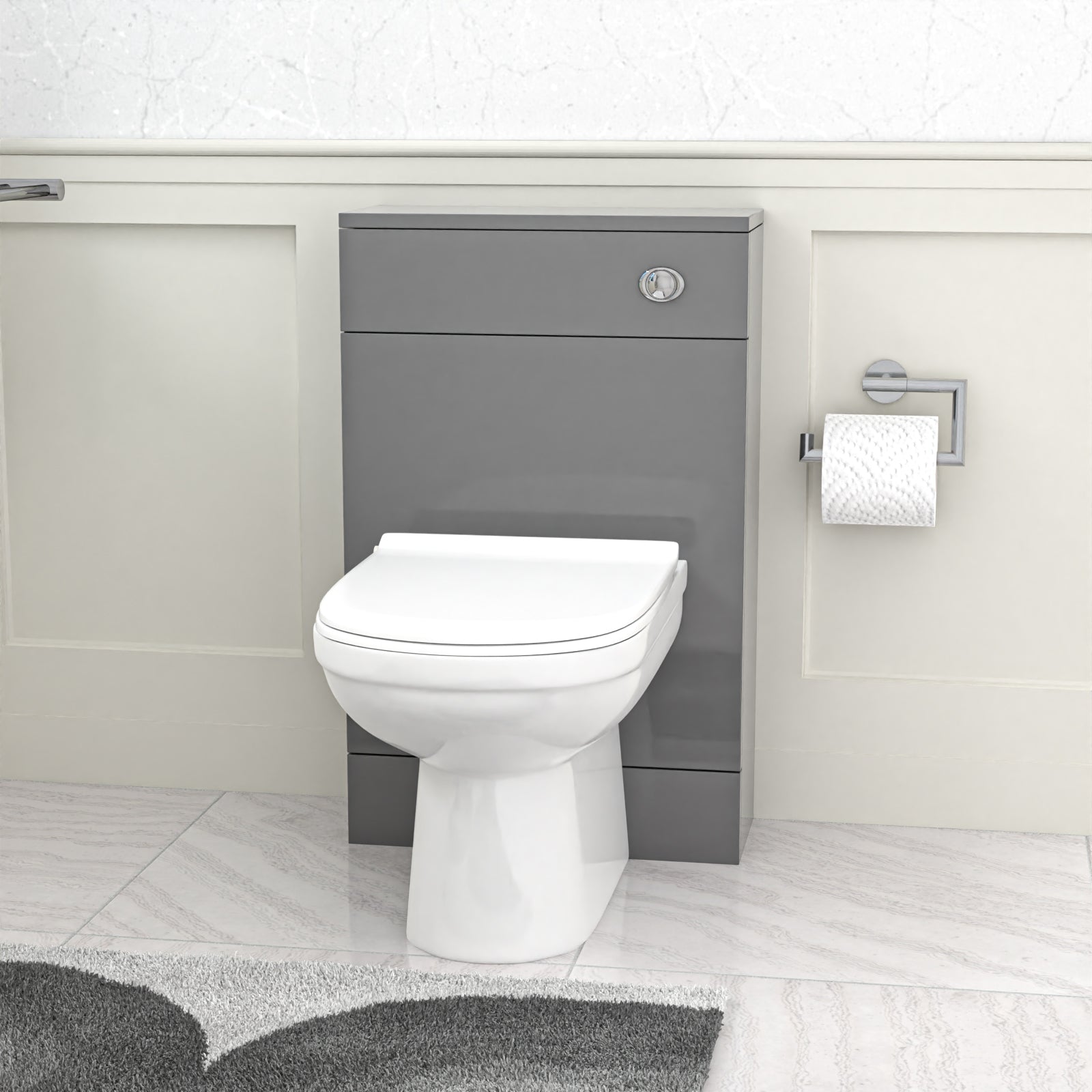 Howard Modern 500mm Back To Wall Toilet with WC Bathroom Steel Grey