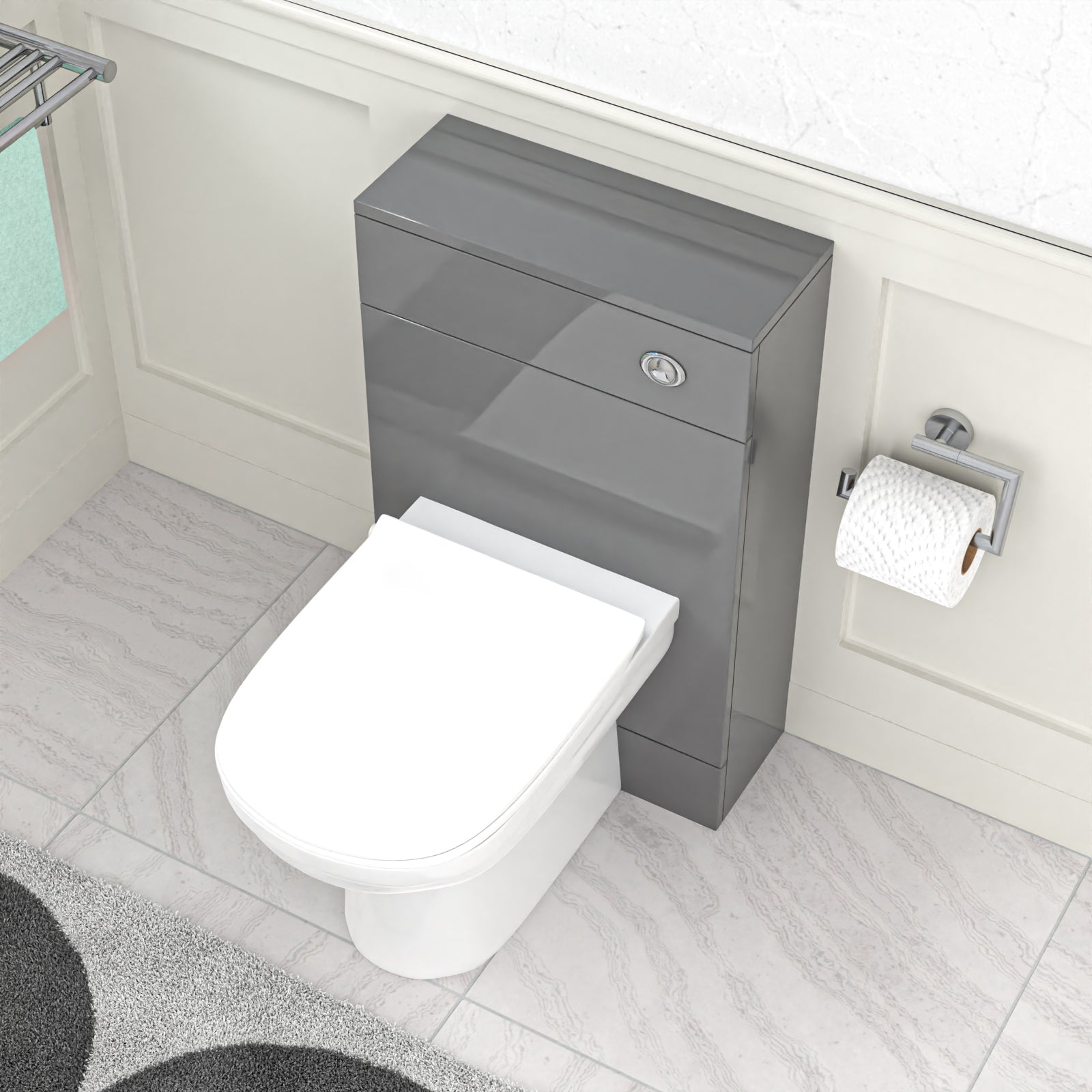 Howard Modern 500mm Back To Wall Toilet with WC Bathroom Steel Grey
