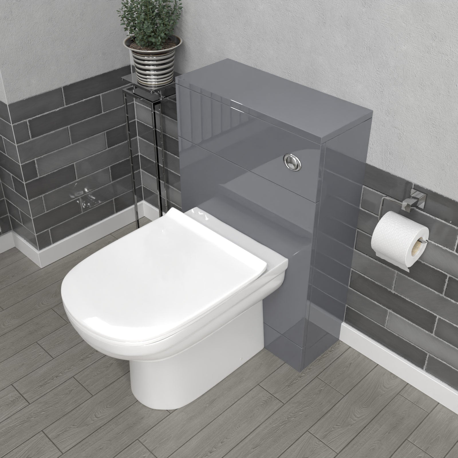 Howard Modern 500mm Back To Wall Toilet with WC Bathroom Steel Grey