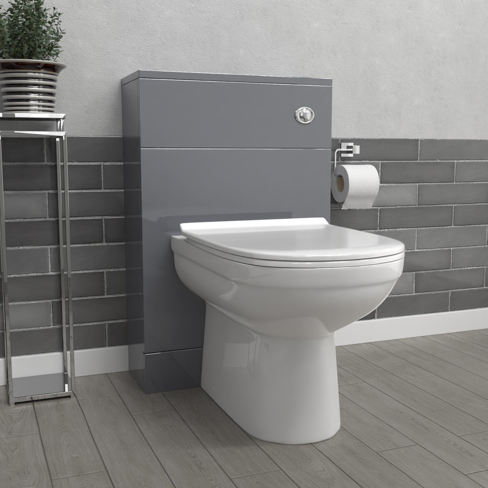 Howard Modern 500mm Back To Wall Toilet with WC Bathroom Steel Grey