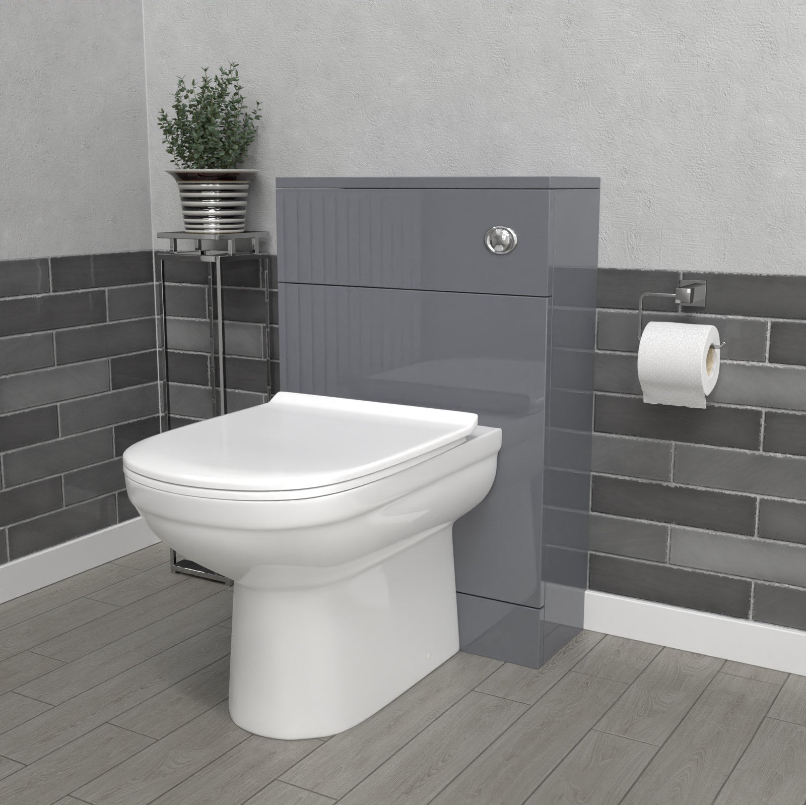 Howard Modern 500mm Back To Wall Toilet with WC Bathroom Steel Grey