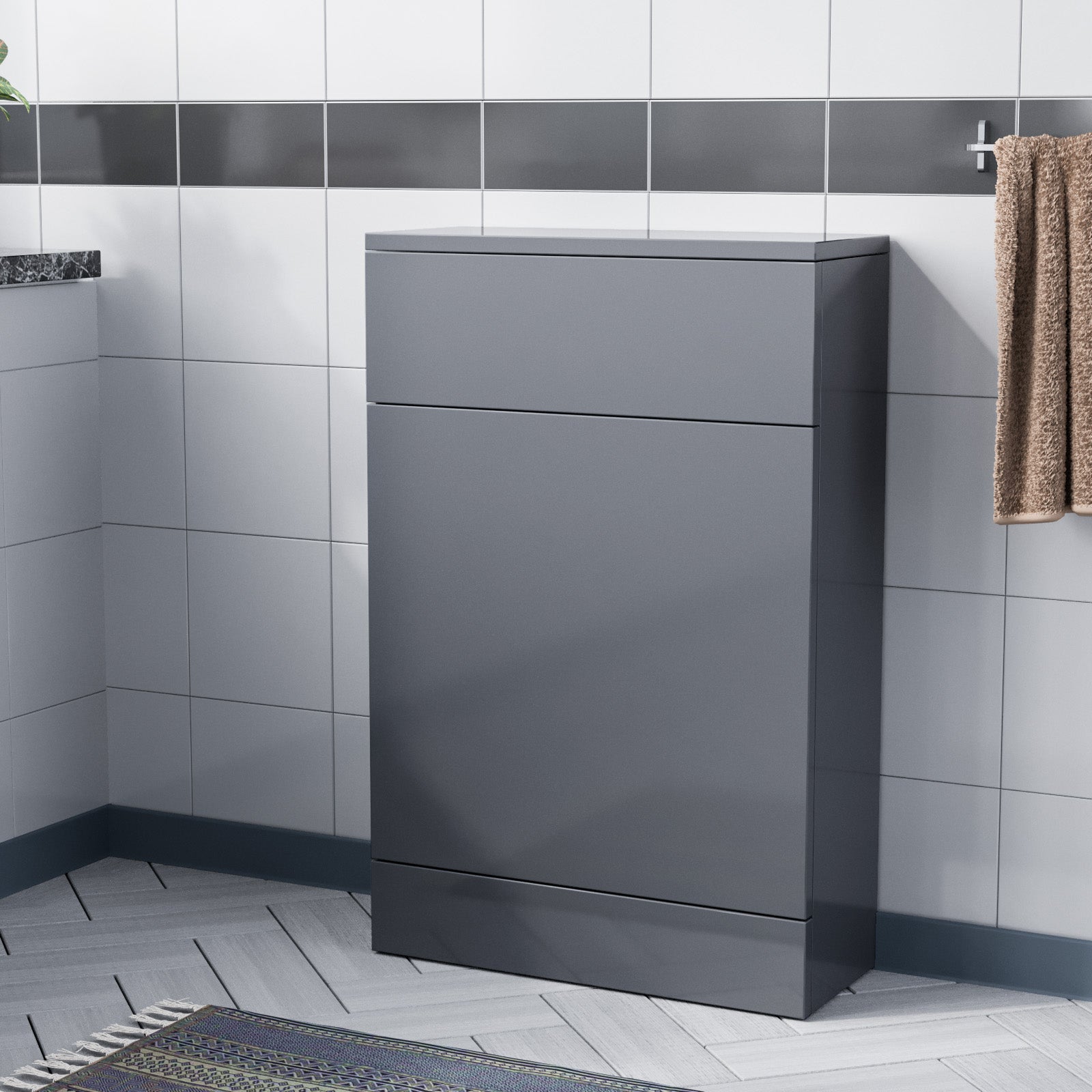 Grey 500mm Freestanding Back To Wall WC Unit Bathroom Flat Pack