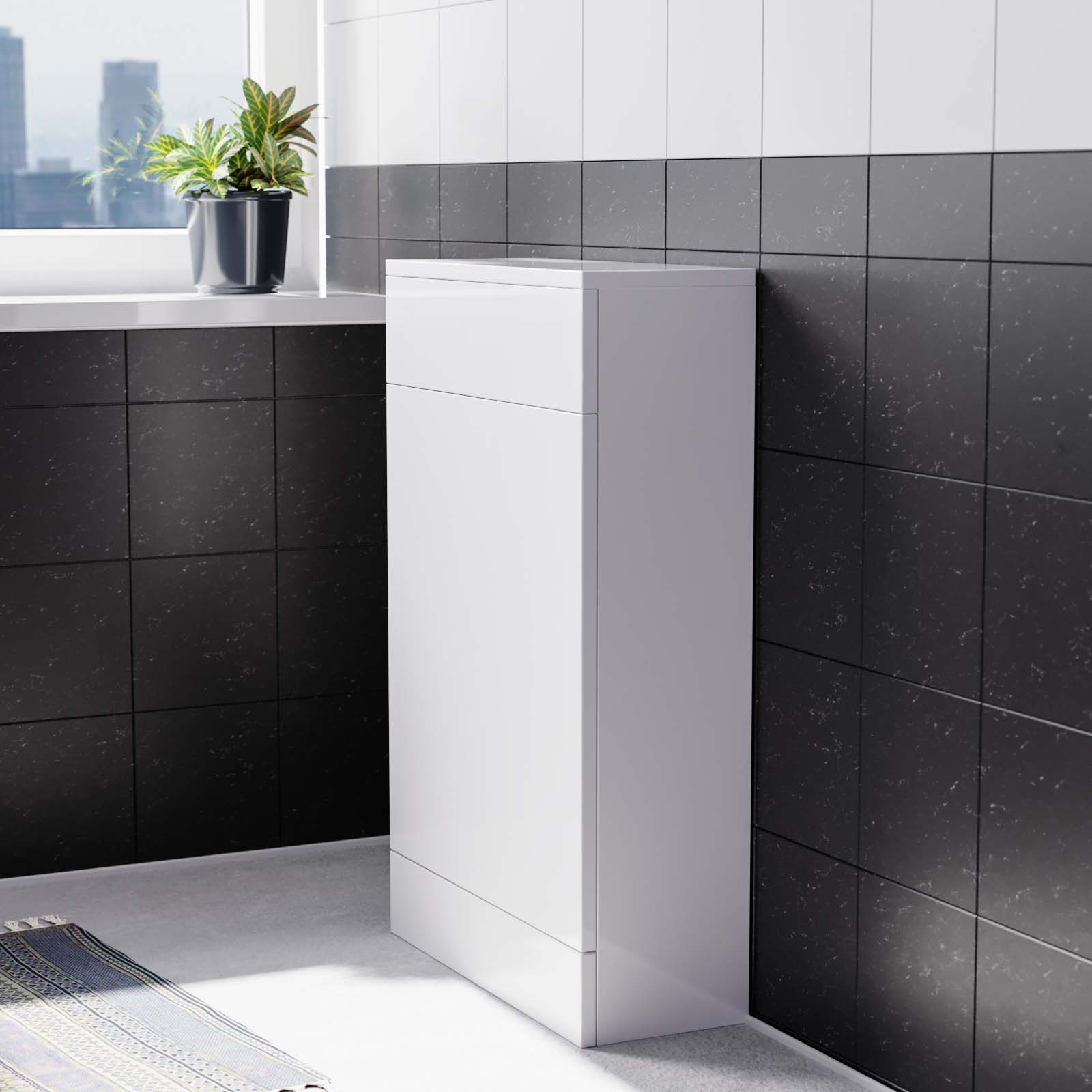 Nanuya Back To Wall White Gloss Toilet Cistern Unit W500mm x D200mm Flat Pack