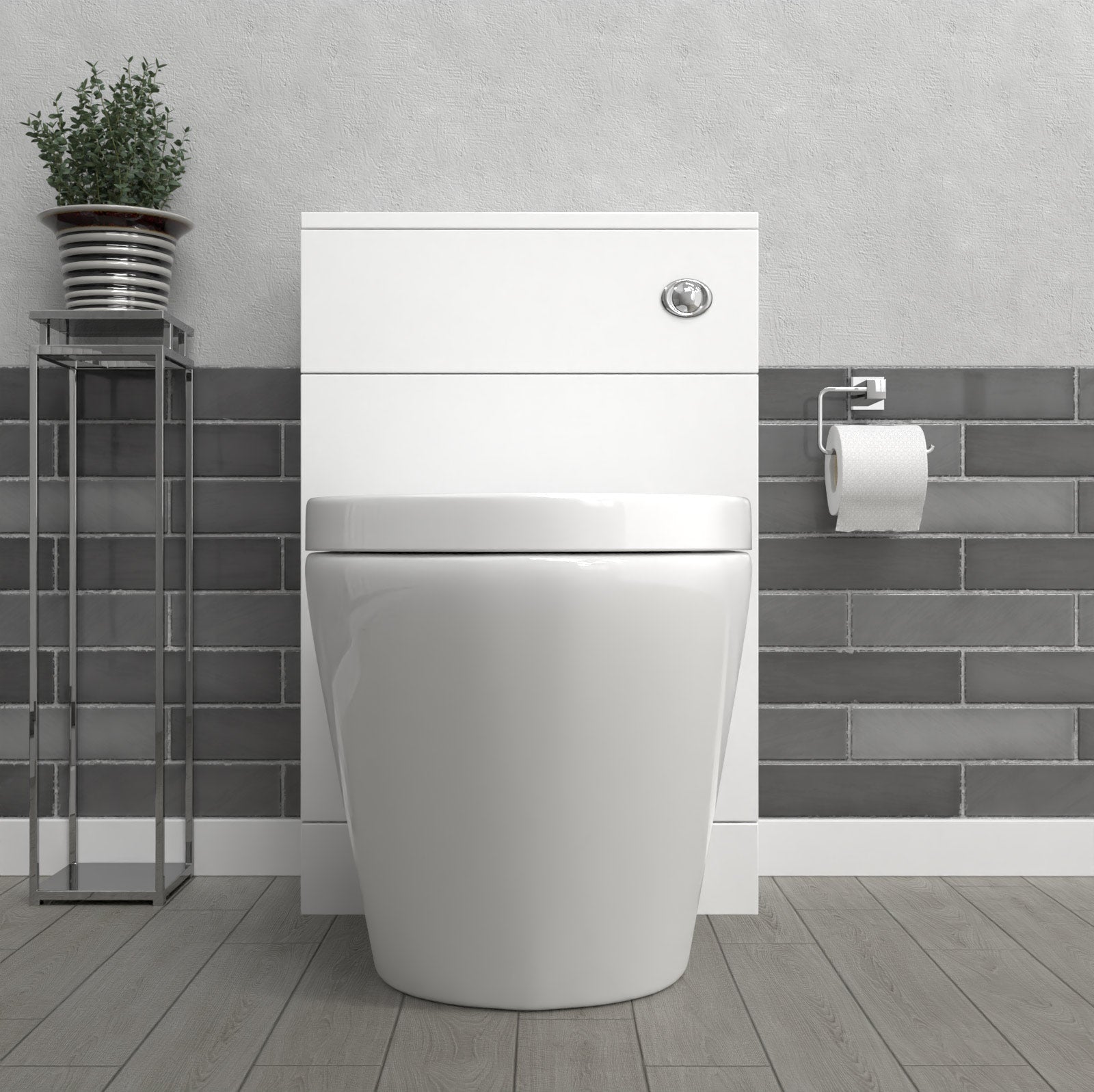 Romsley Modern 500mm Back To Wall Rimless Toilet with WC Unit Gloss White