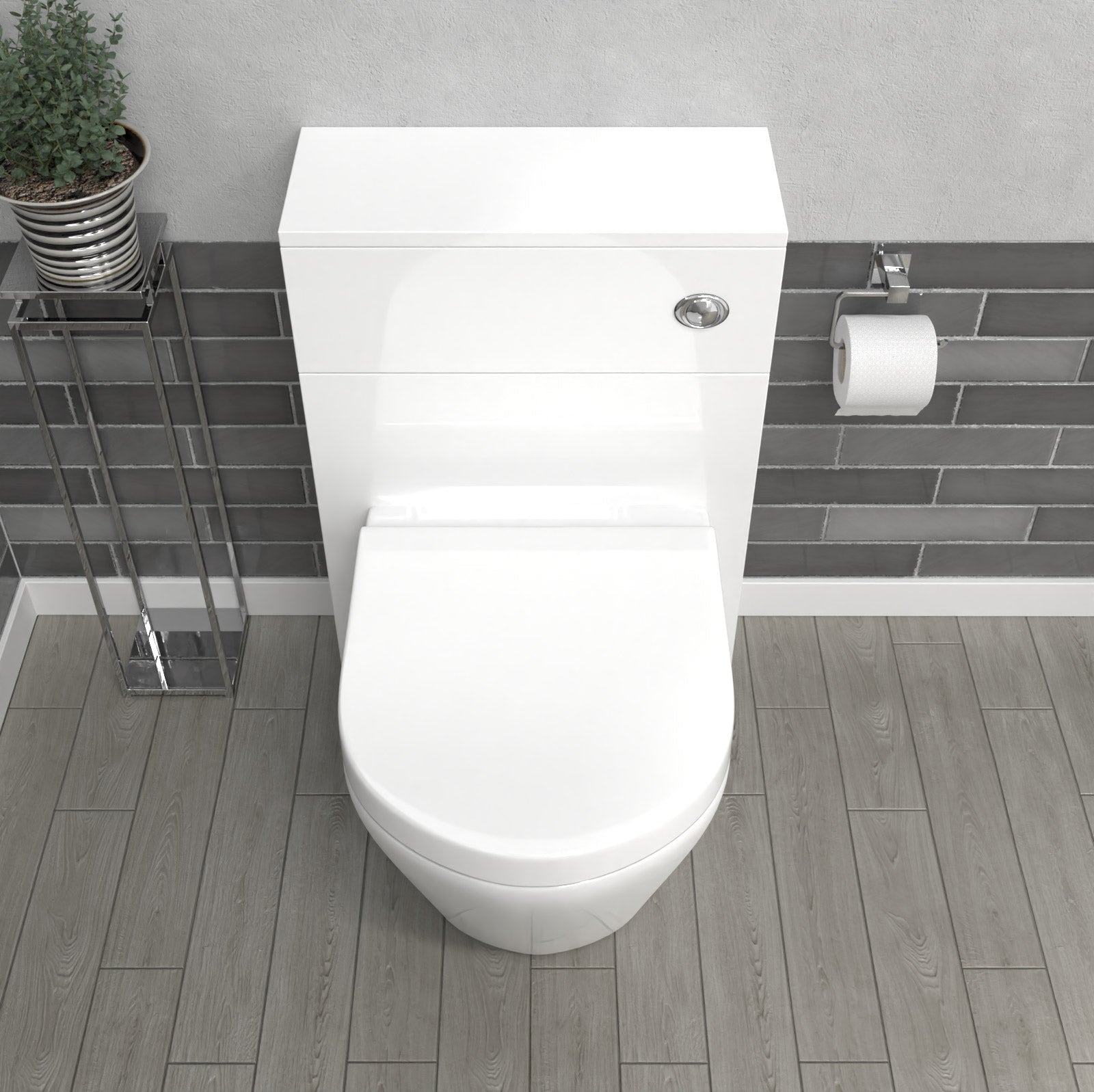 Romsley Modern 500mm Back To Wall Rimless Toilet with WC Unit Gloss White