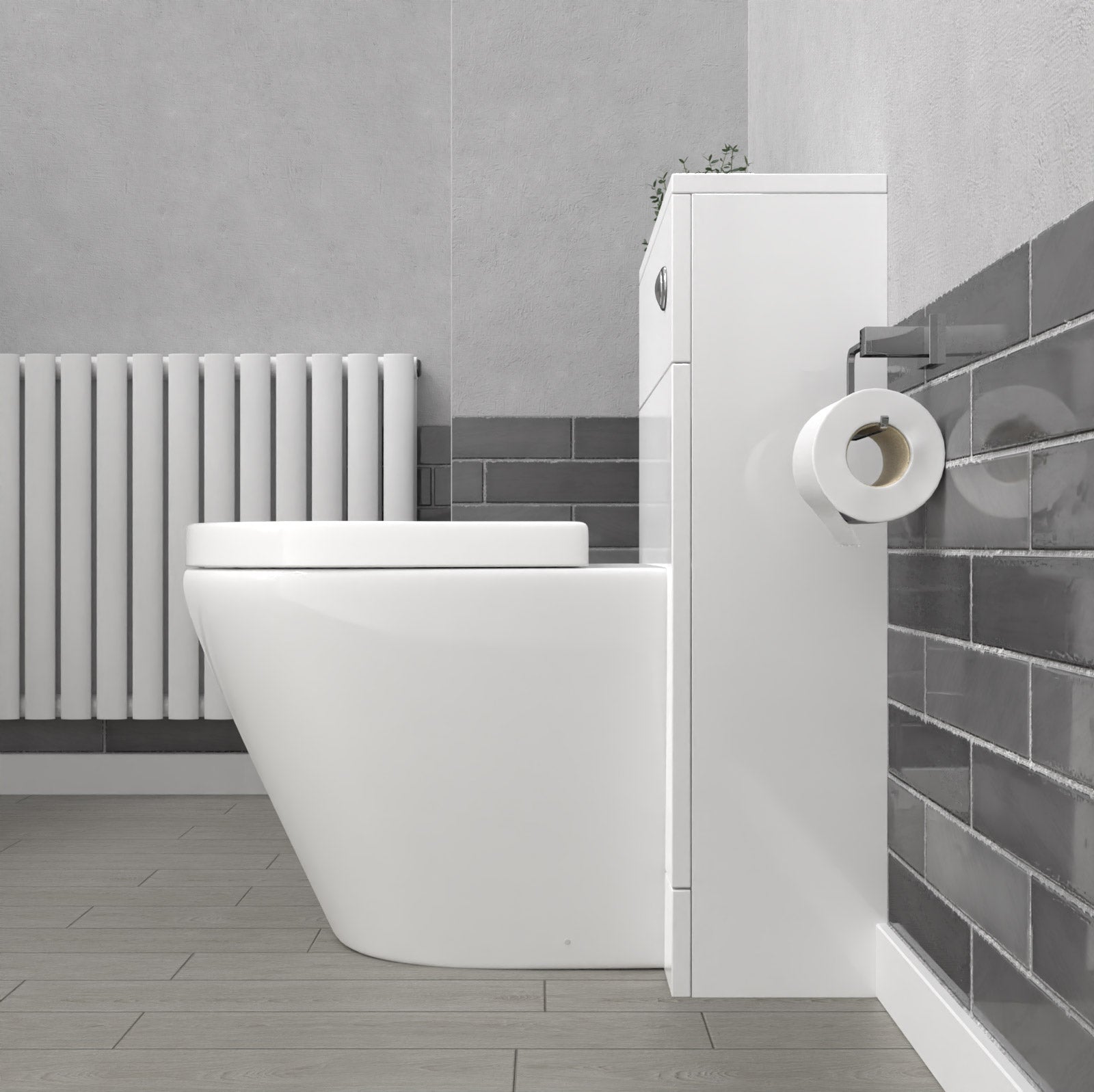 Romsley Modern 500mm Back To Wall Rimless Toilet with WC Unit Gloss White