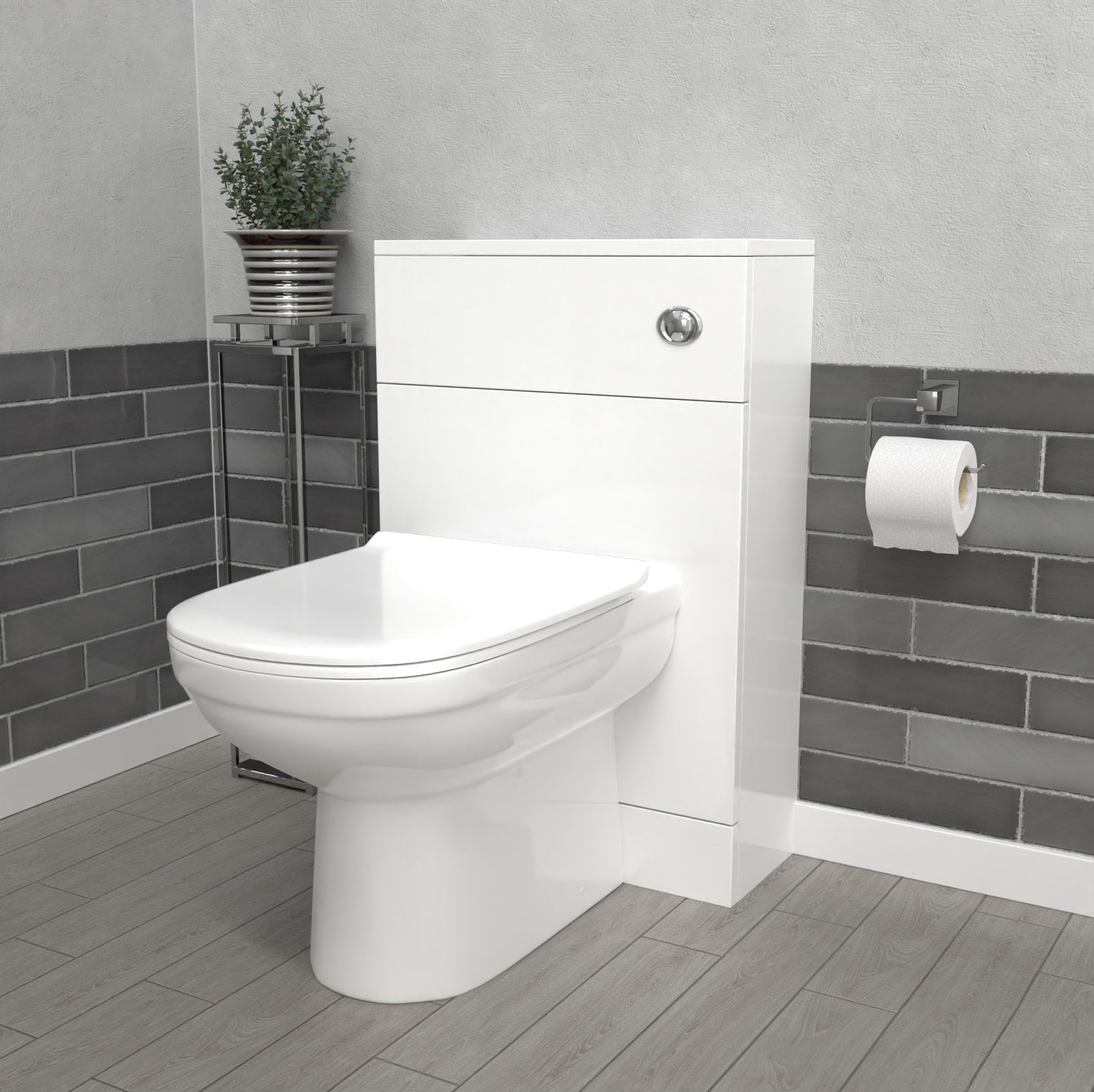 Nanuya 600mm White Freestanding MDF Vanity Basin, WC Unit & BTW Toilet