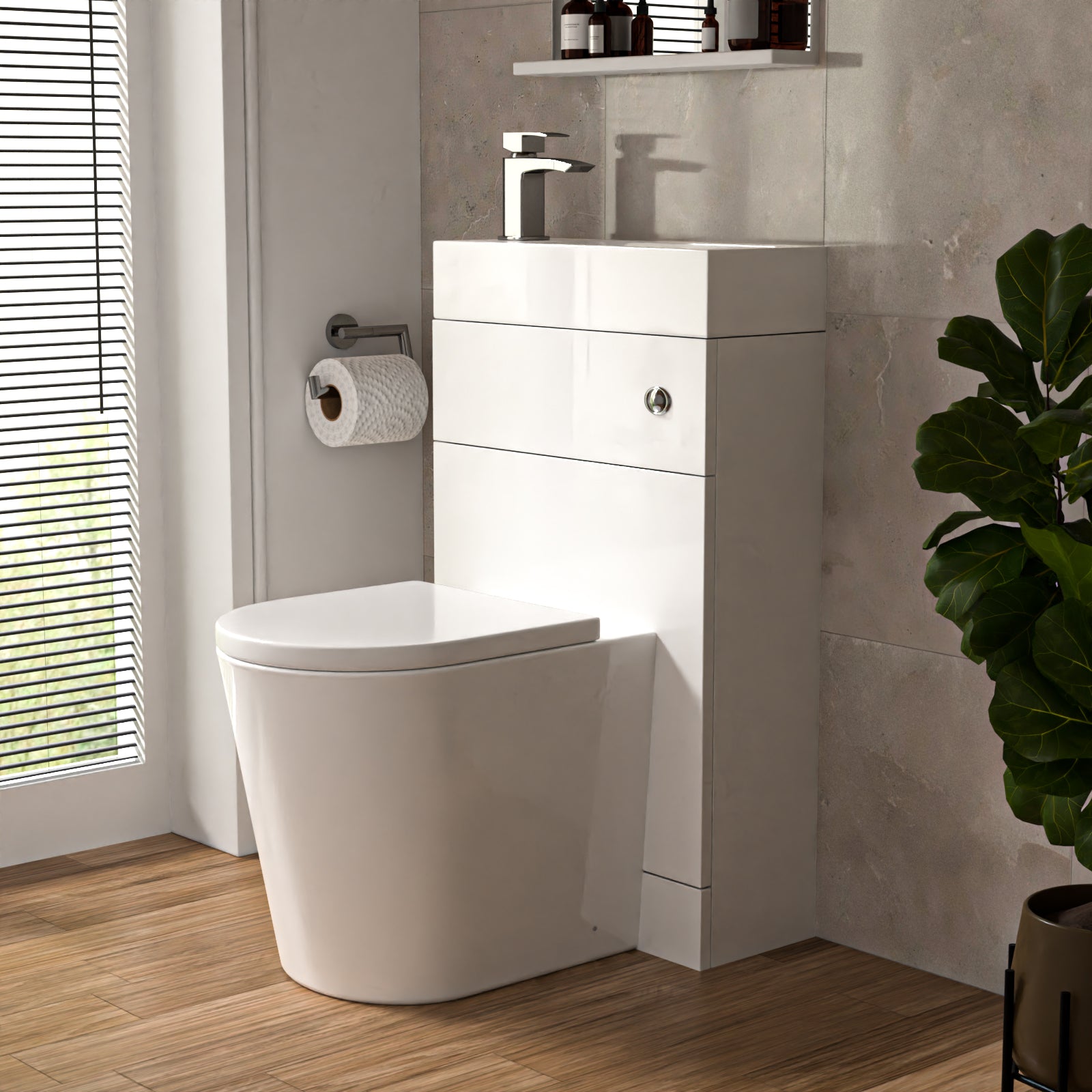 Eslo Compact 2-in-1 Back to Wall Toilet and WC Unit Combined Basin
