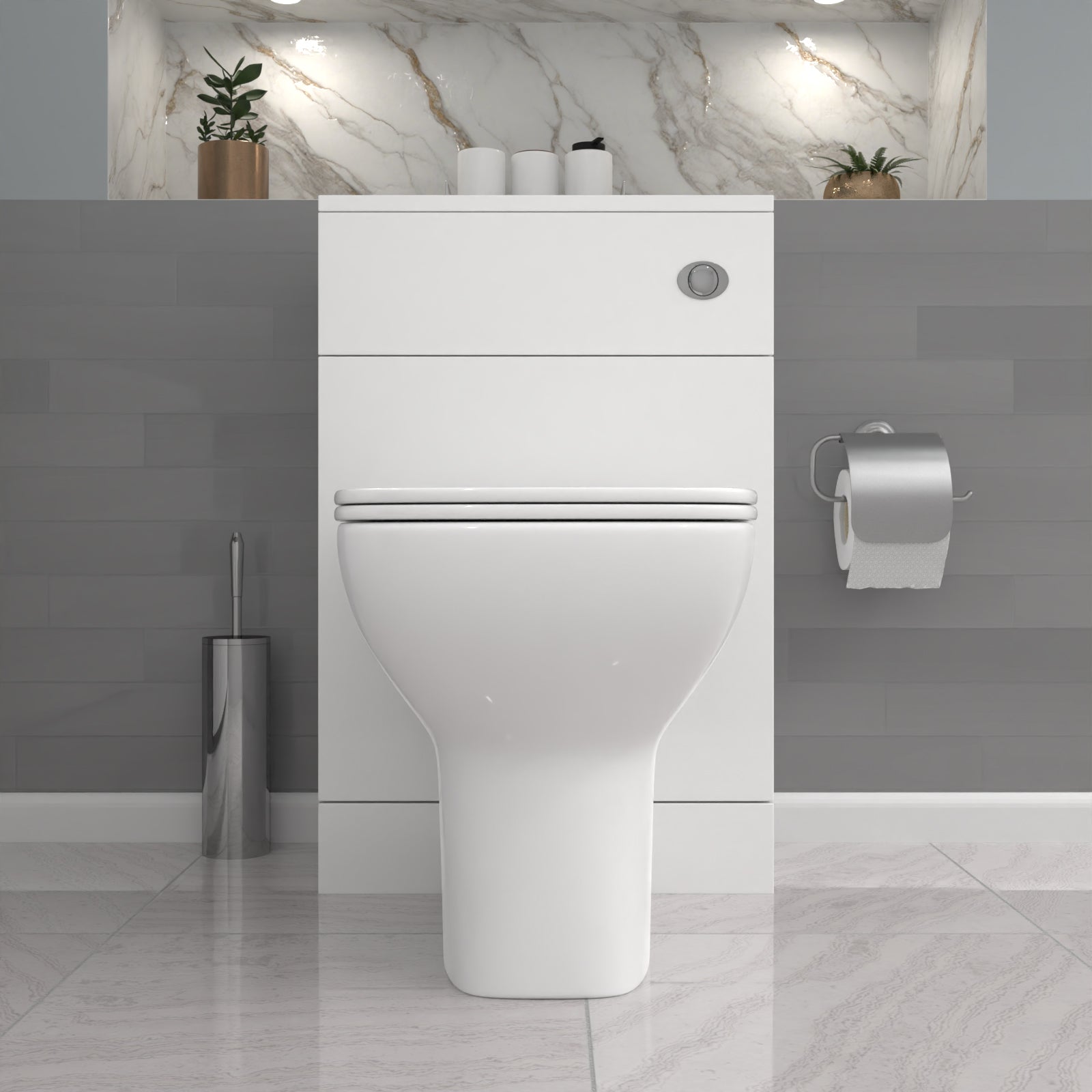 Ellen Gloss White 500mm Back To Wall WC Unit & Toilet Set