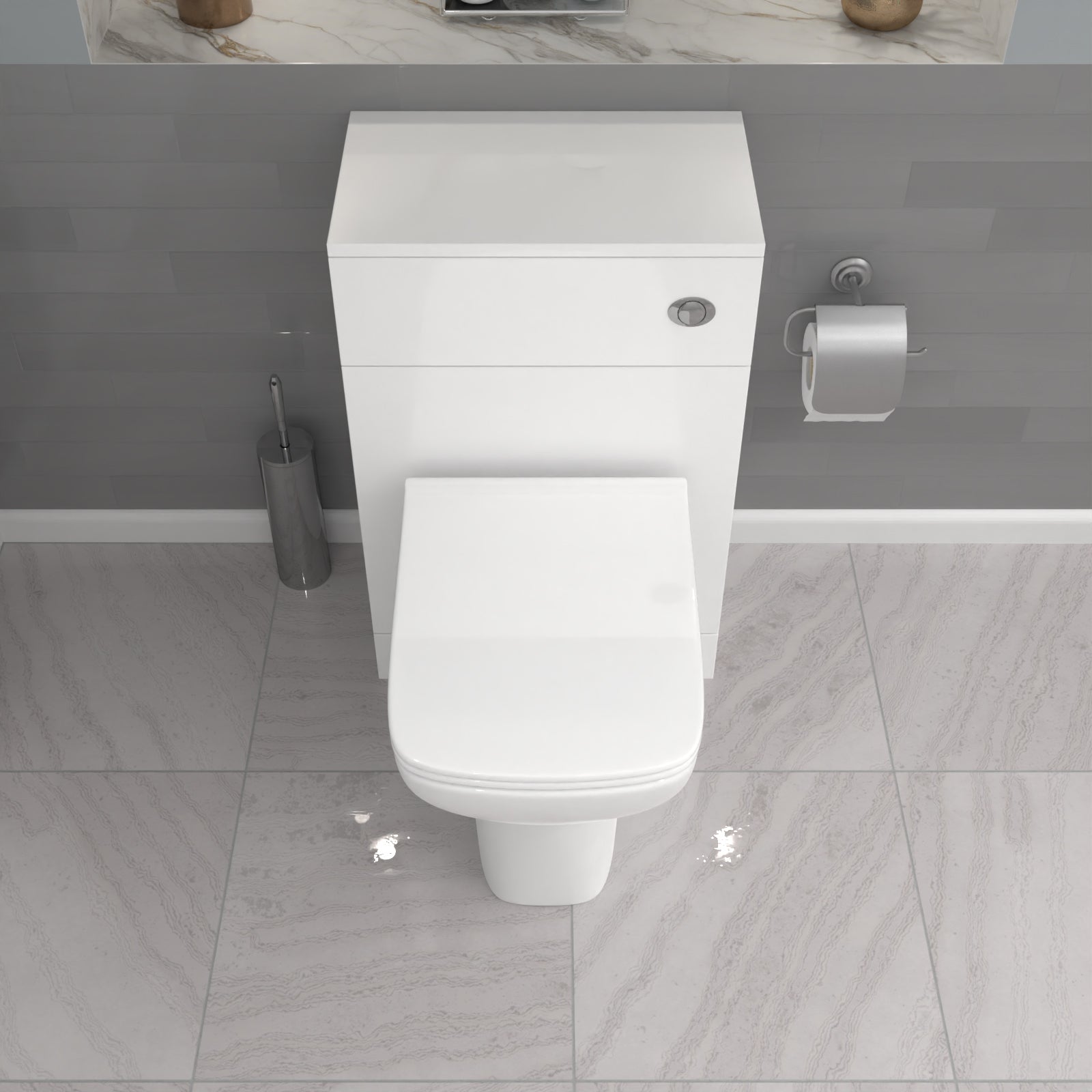 Ellen Gloss White 500mm Back To Wall WC Unit & Toilet Set