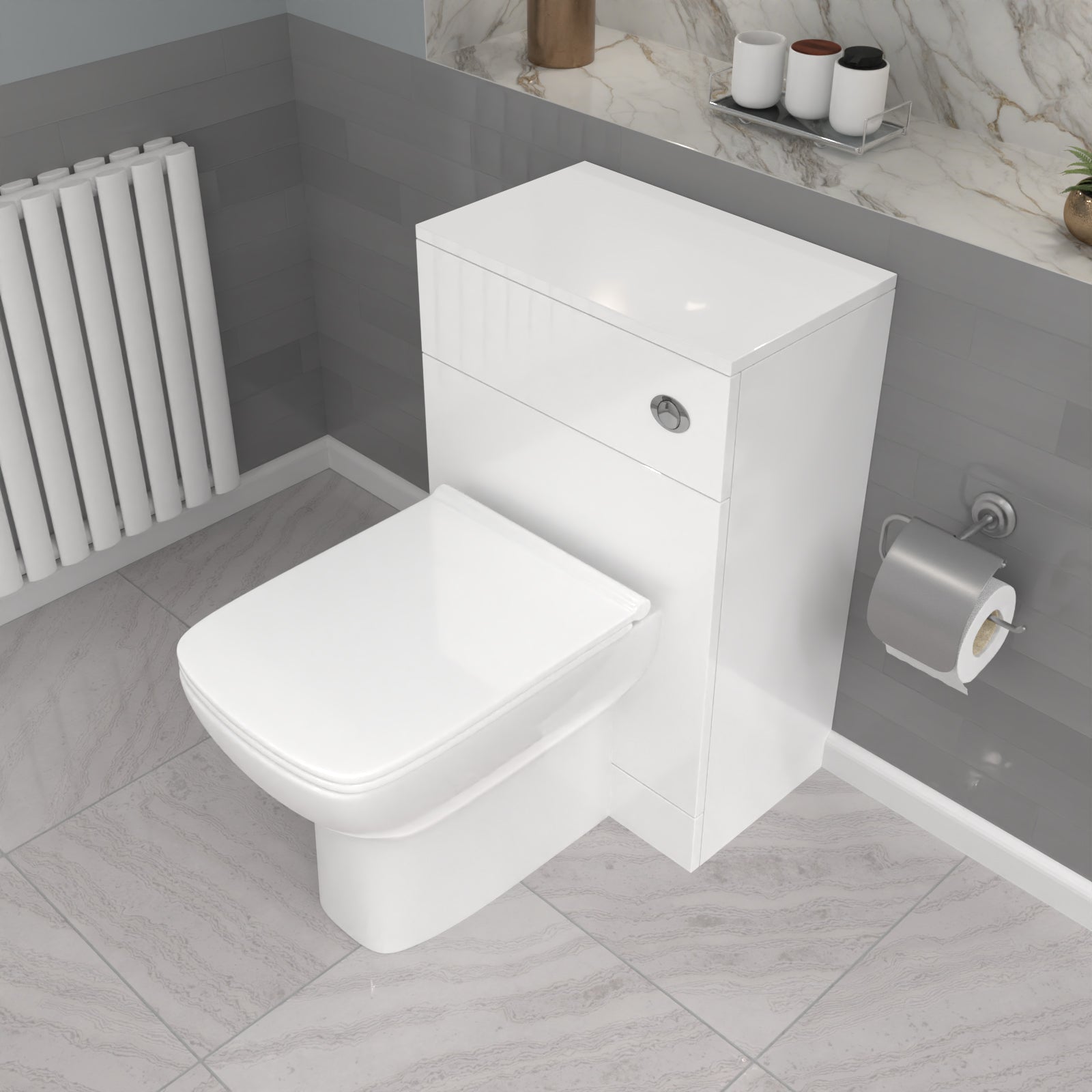 Ellen Gloss White 500mm Back To Wall WC Unit & Toilet Set