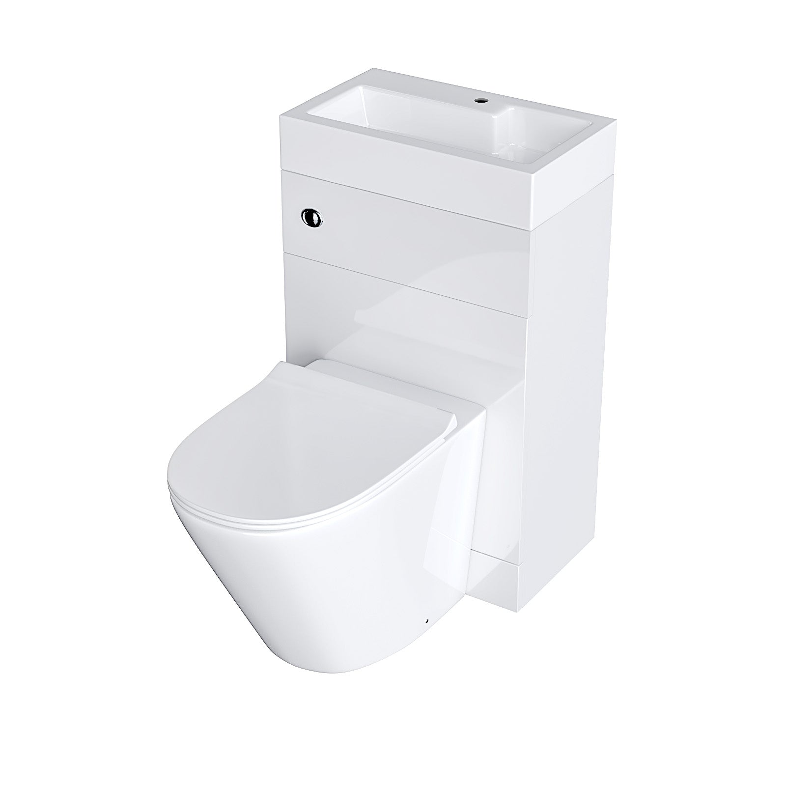 White 2 in 1 Compact Basin & Back to Wall Round Toilet Space Save Set