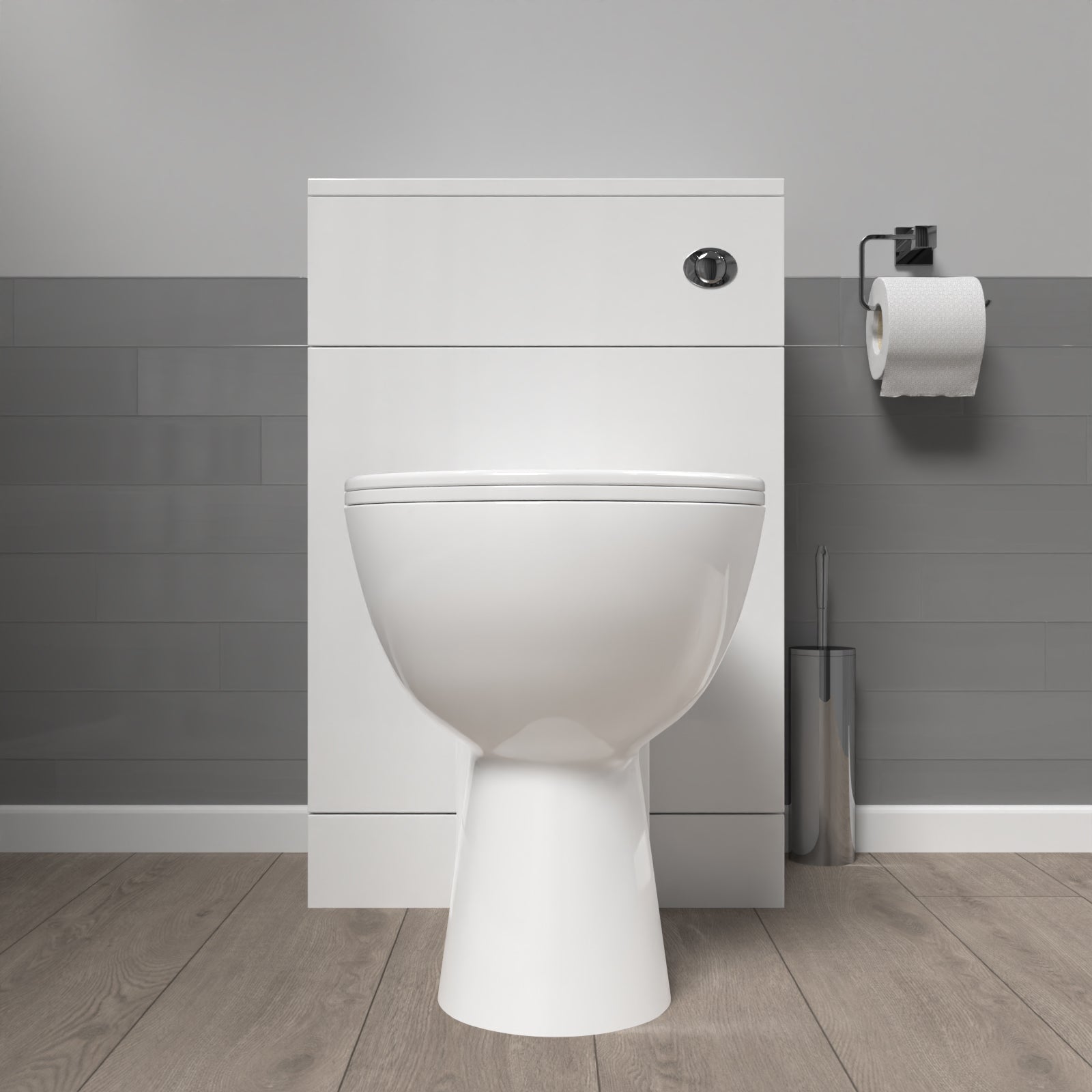 Linton 500mm Modern WC Unit & Ultra Standard Back To Wall Toilet With Cistern