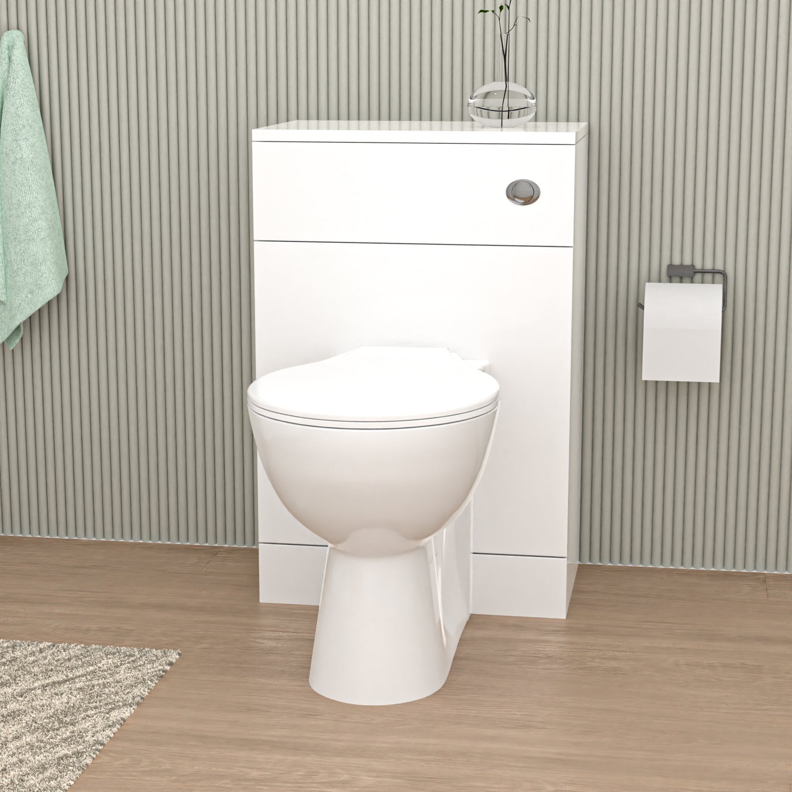 Linton 500mm Modern WC Unit & Ultra Standard Back To Wall Toilet With Cistern