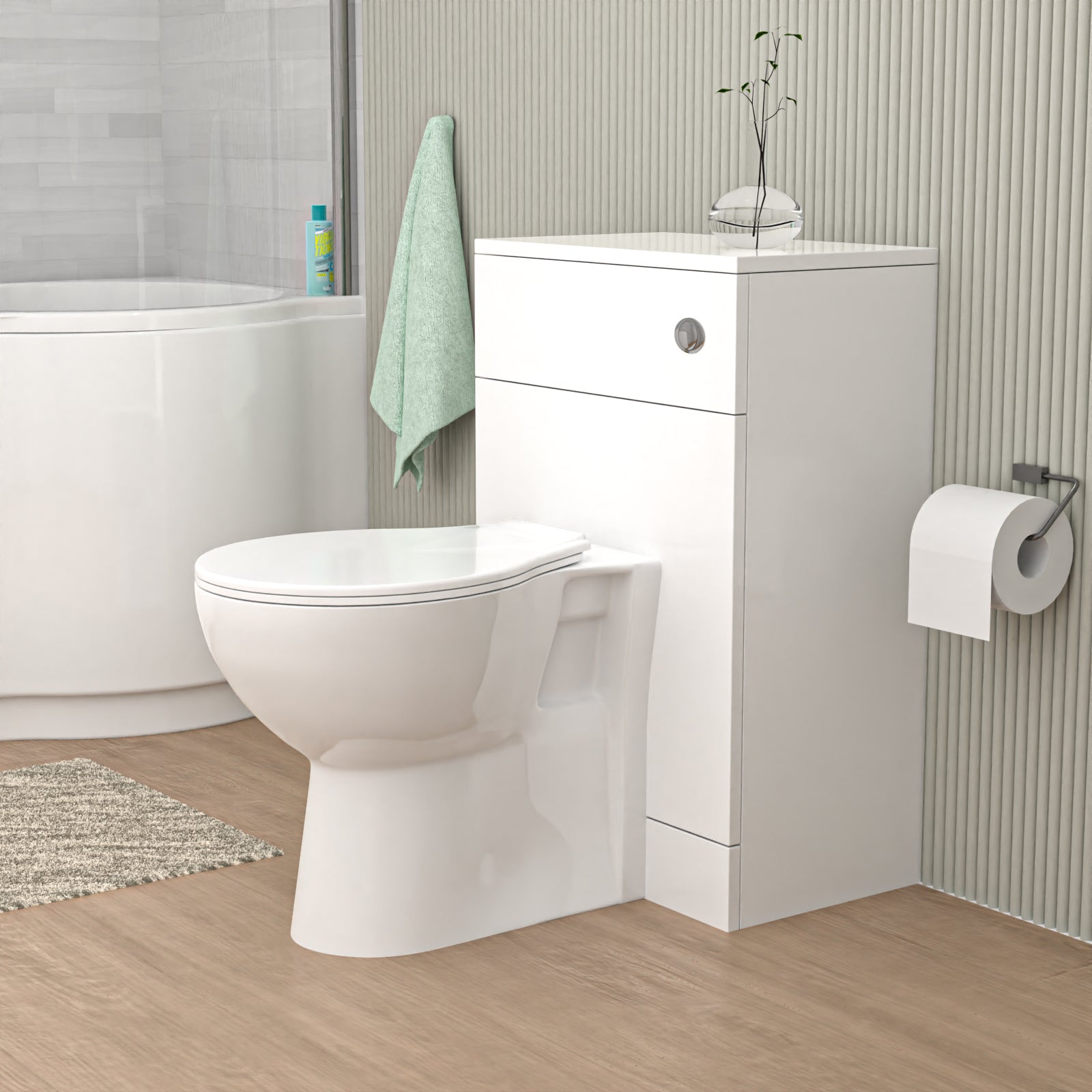 Linton 500mm Modern WC Unit & Ultra Standard Back To Wall Toilet With Cistern