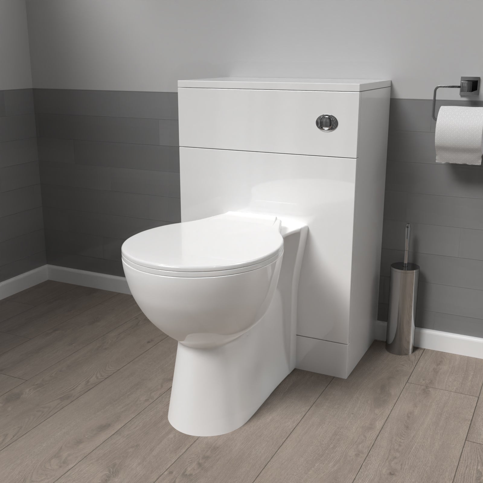 Linton 500mm Modern WC Unit & Ultra Standard Back To Wall Toilet With Cistern