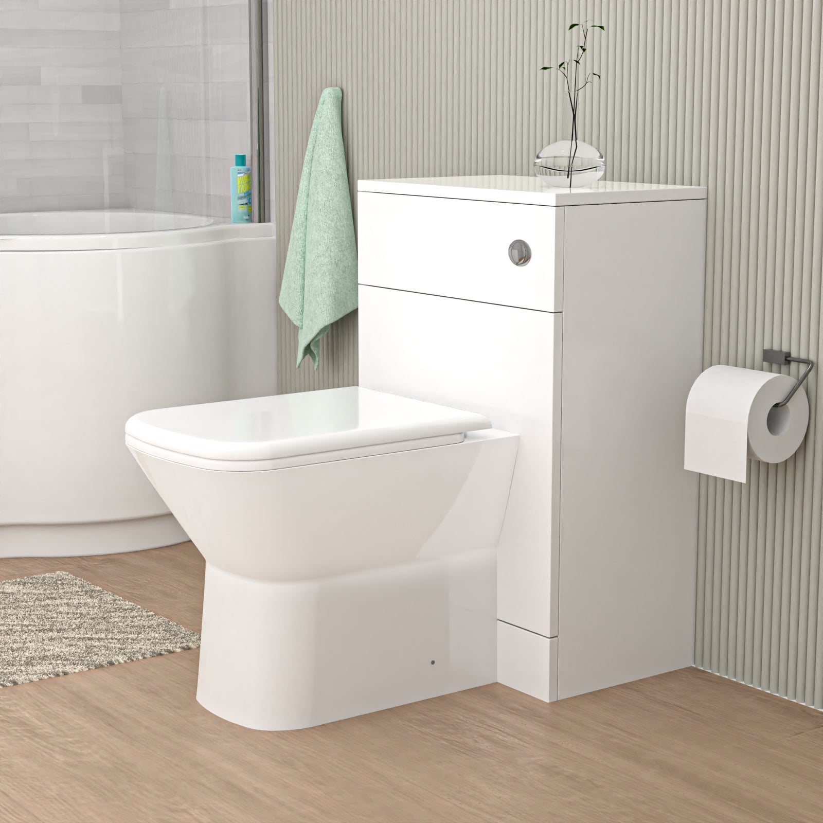 Louis 500mm WC Unit & Rimless Square Back To Wall Toilet With Cistern