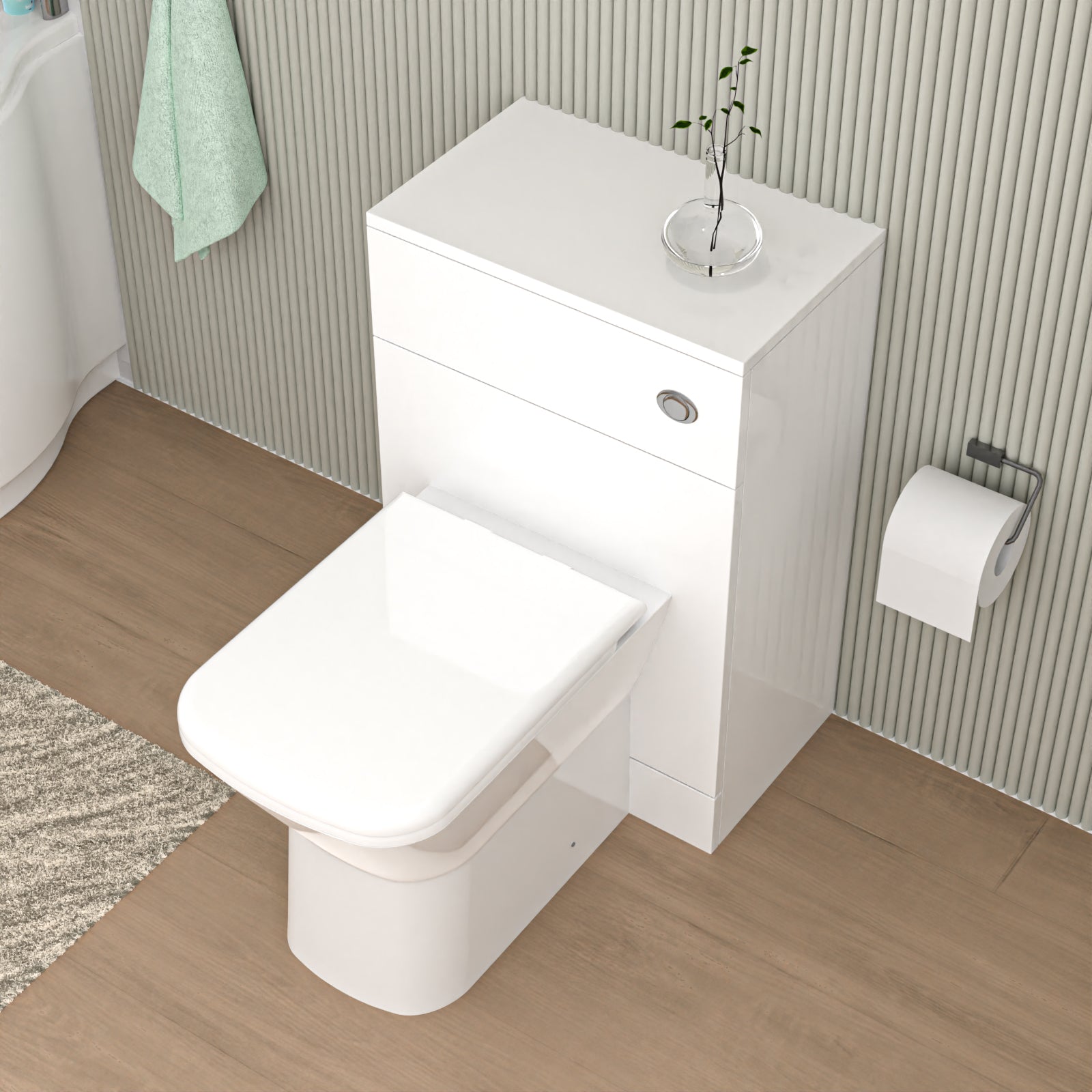 Louis 500mm WC Unit & Rimless Square Back To Wall Toilet With Cistern