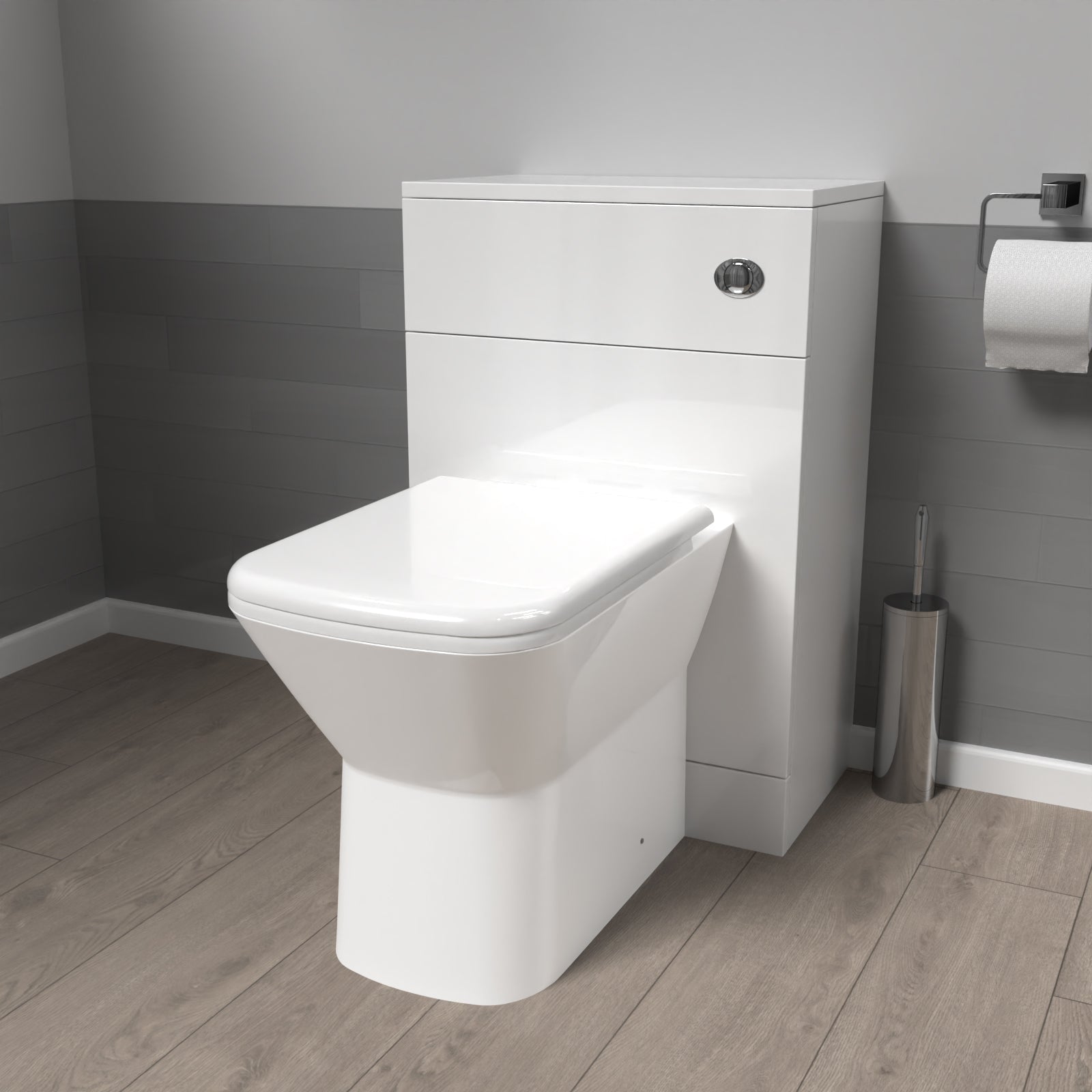 Louis 500mm WC Unit & Rimless Square Back To Wall Toilet With Cistern