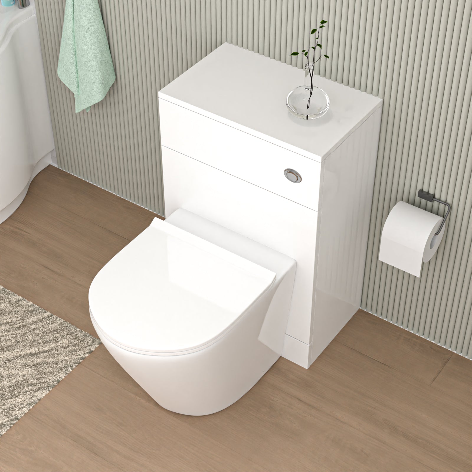 Ellen Ceramic Rimless Back To Wall Toilet 400x370mm with WC Unit