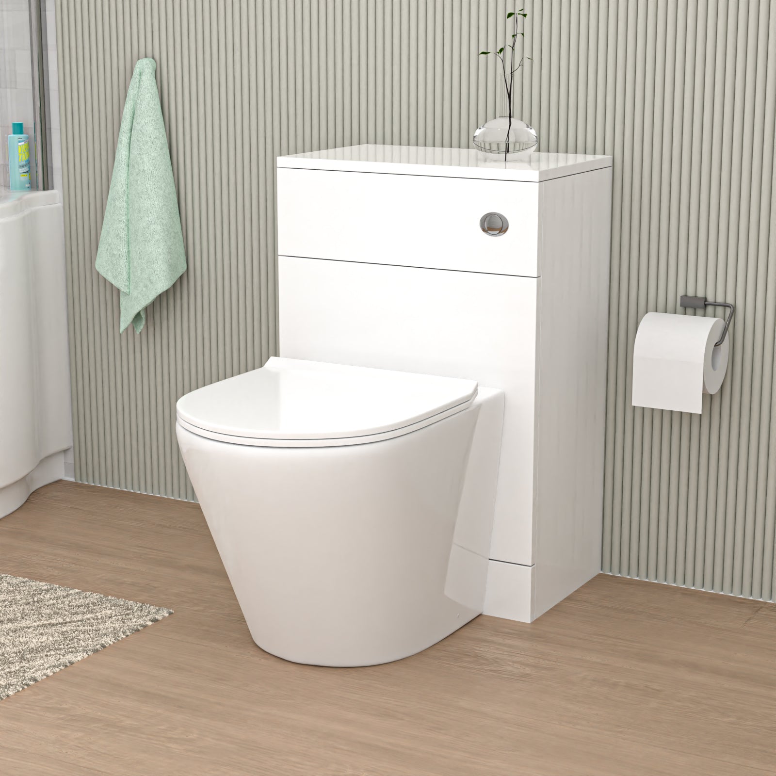 Ellen Ceramic Rimless Back To Wall Toilet 400x370mm with WC Unit