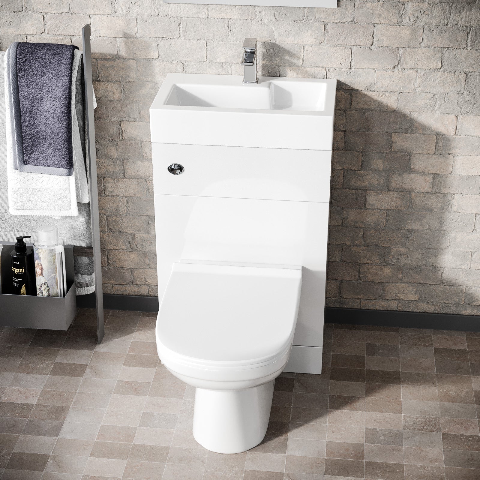 Debra 2 in 1 Compact Basin and Back to Wall Rimless Toilet Combo Space Save Cloakroom