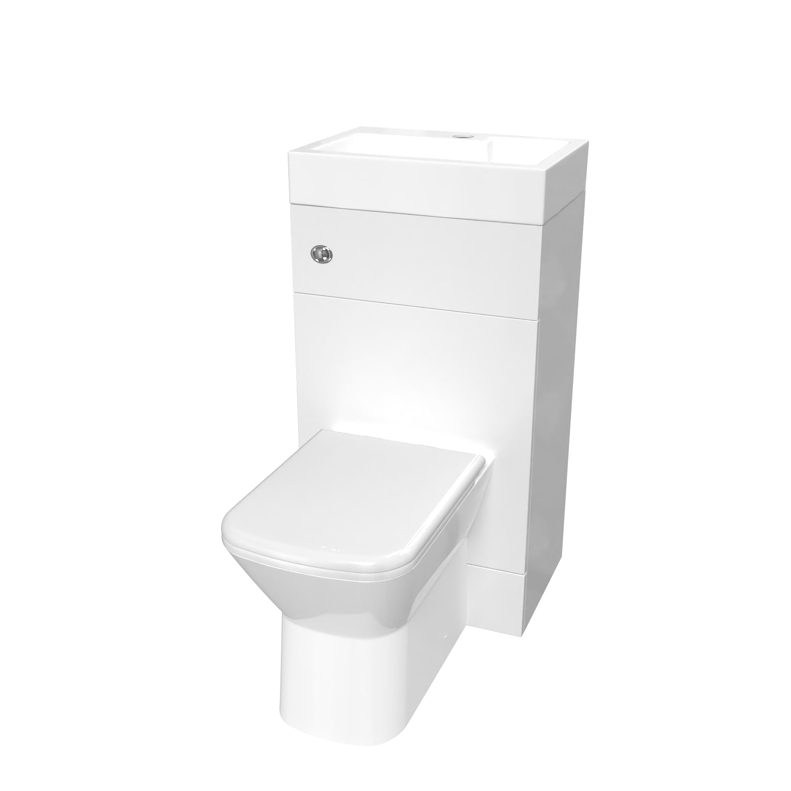 White 2 in 1 500mm Combined Wash Basin Vanity Unit & Toilet Rimless Space Save