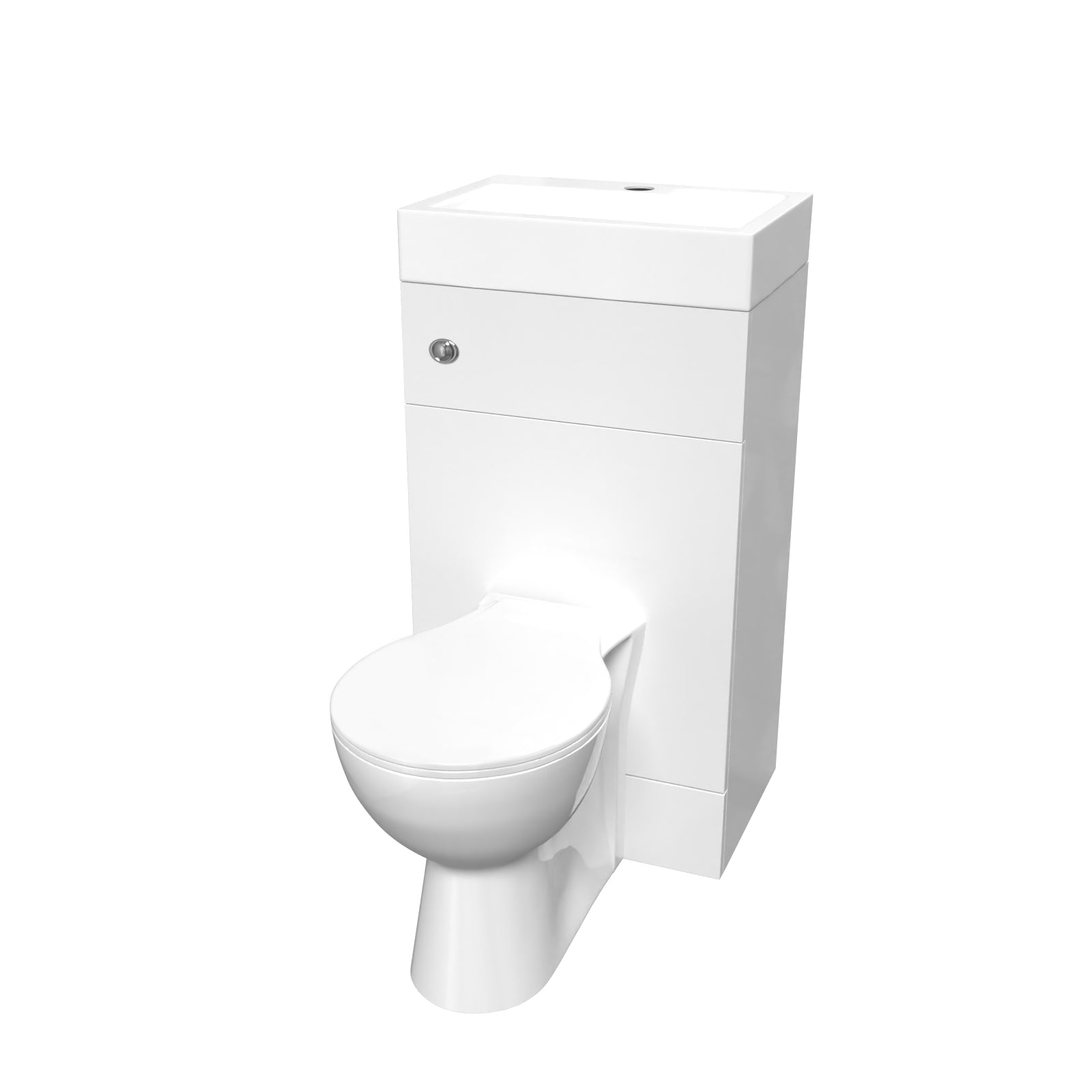 White 2 in 1 500mm Combined Wash Basin & Oval Rimless Toilet Space Save