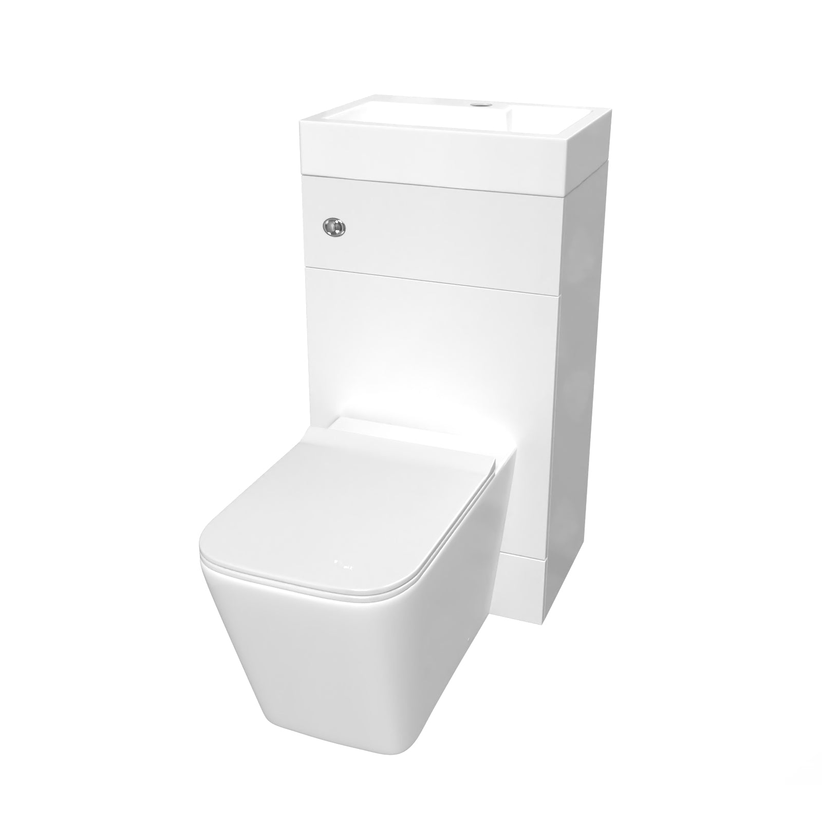 White 2 in 1 500mm Combined Space Save Wash Basin & Square Toilet