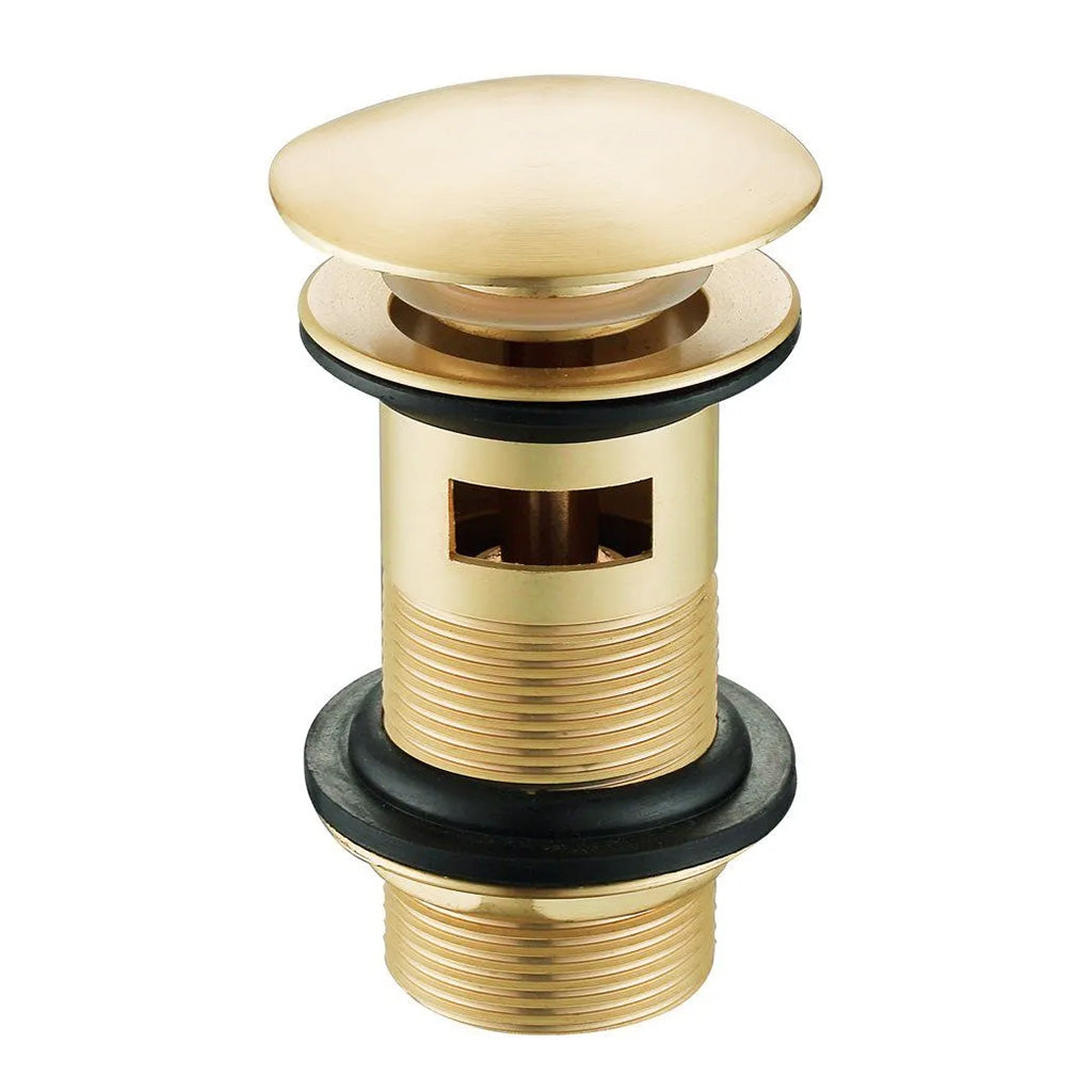 Push Button Slotted Basin Waste Brushed Brass