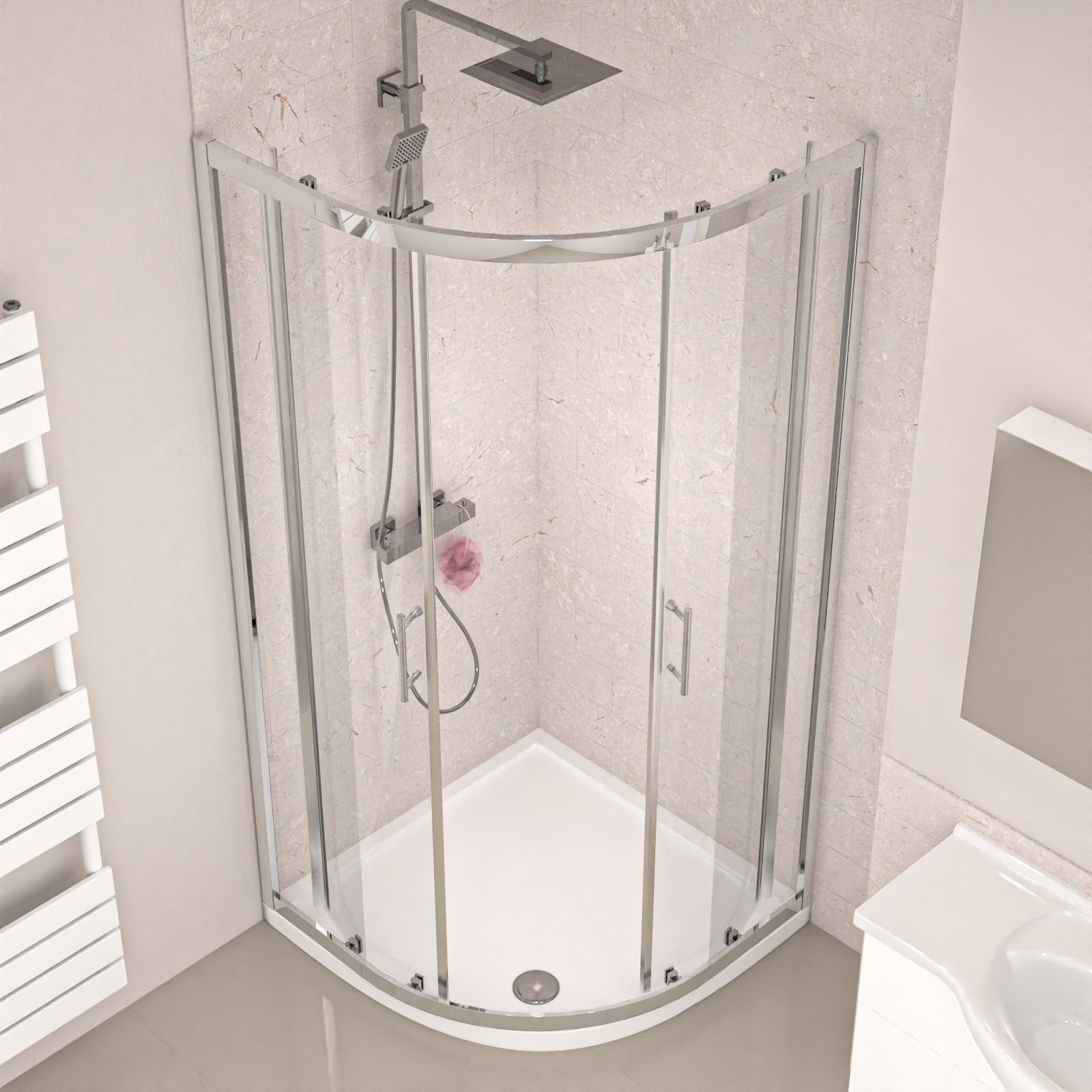 White 1050mm Freestanding Basin Vanity WC Unit Shower & BTW Toilet