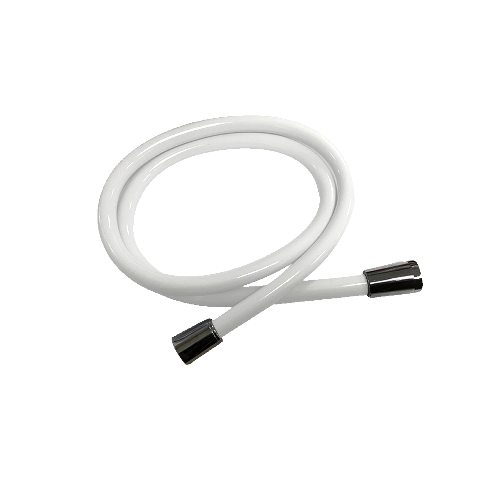 1.5m Smooth White PVC Flexible Shower Hose Replacement With Brass Connectors