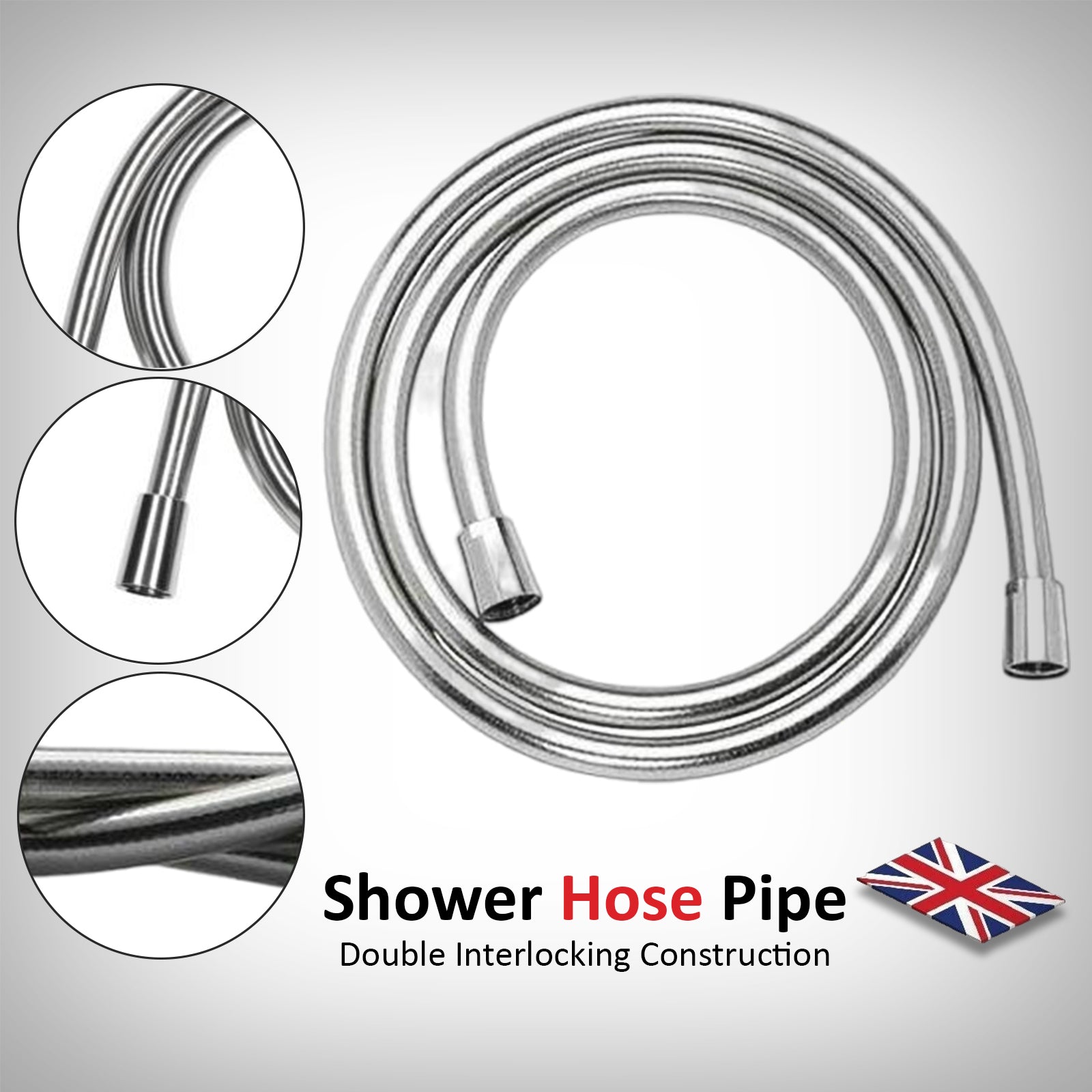 PVC Plastic Coated Smooth 1.5M Long Flexible Shower Hose with Brass construction