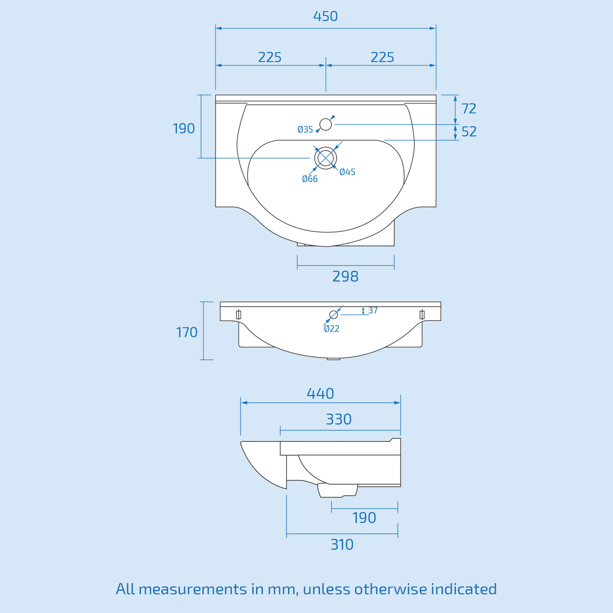 Ellen 450mm Floor Standing Vanity With Basin & WC With BTW Toilet - White