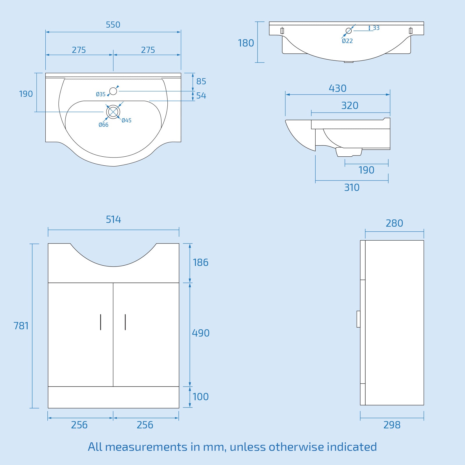 1700mm Bath With Front Panel, 550mm Vanity & Toilet, Bath Filler & Basin Mixer Tap With Waste