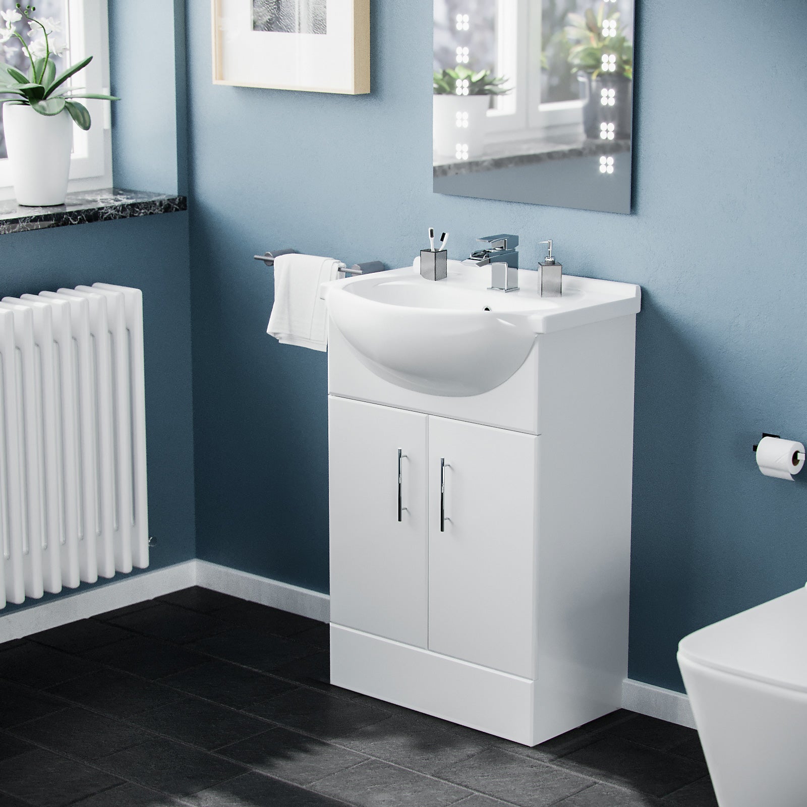 Ellen 550mm Floor Standing Assembled Vanity Basin Unit White