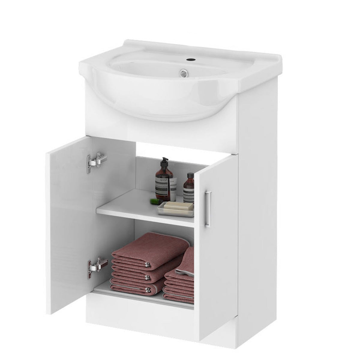 Warton Rimless Close Coupled Toilet, Flat Pack Vanity Basin Unit, 800mm Quadrant Shower Enclosure and Shower Tray Suite White