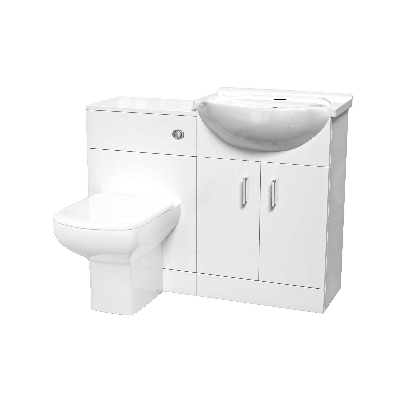 Ellen 1000mm White Basin Vanity, WC Unit & White Rimless BTW Toilet