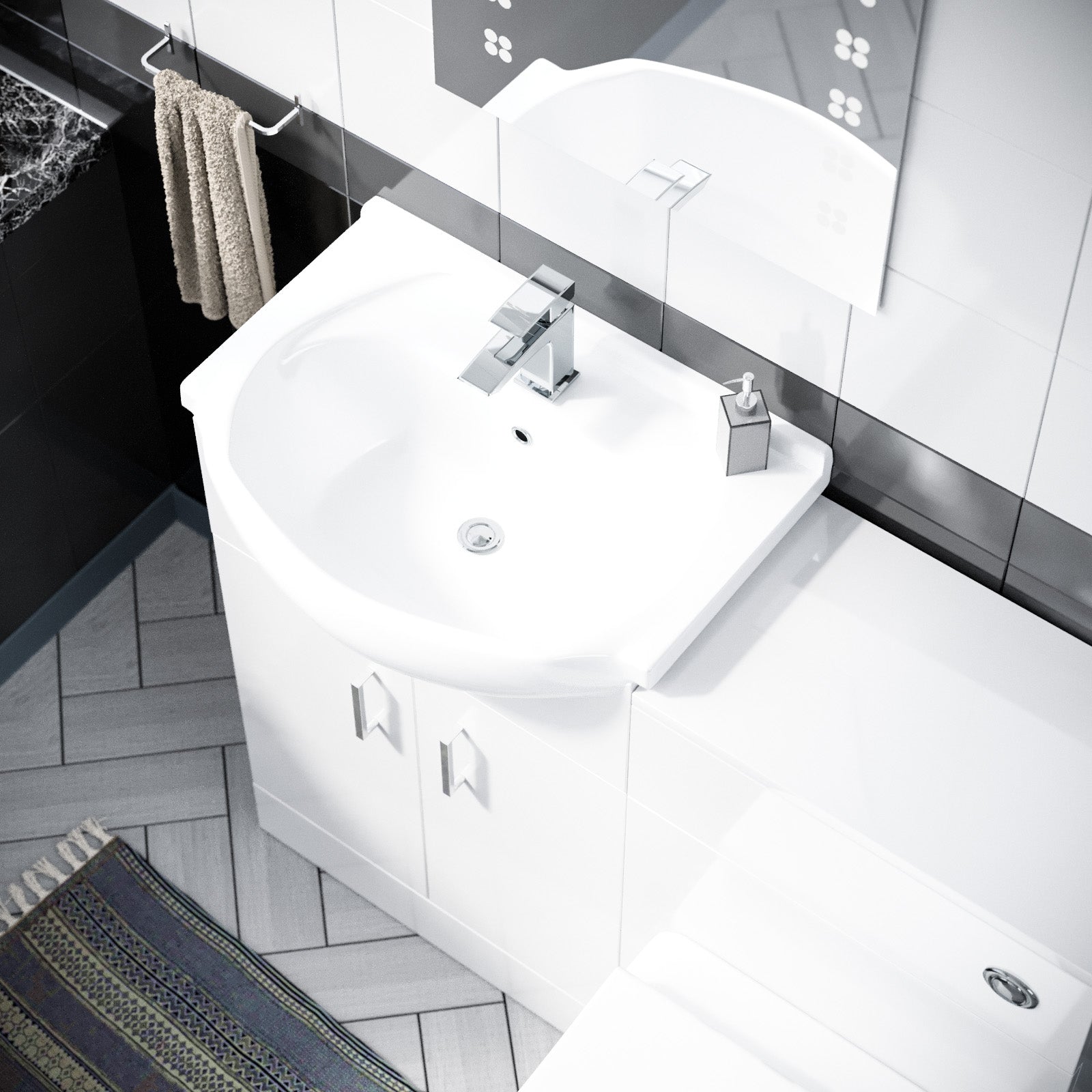 Dyon 550mm White Vanity Sink Unit, Cloakroom Basin & BTW Toilet WC Flat Pack