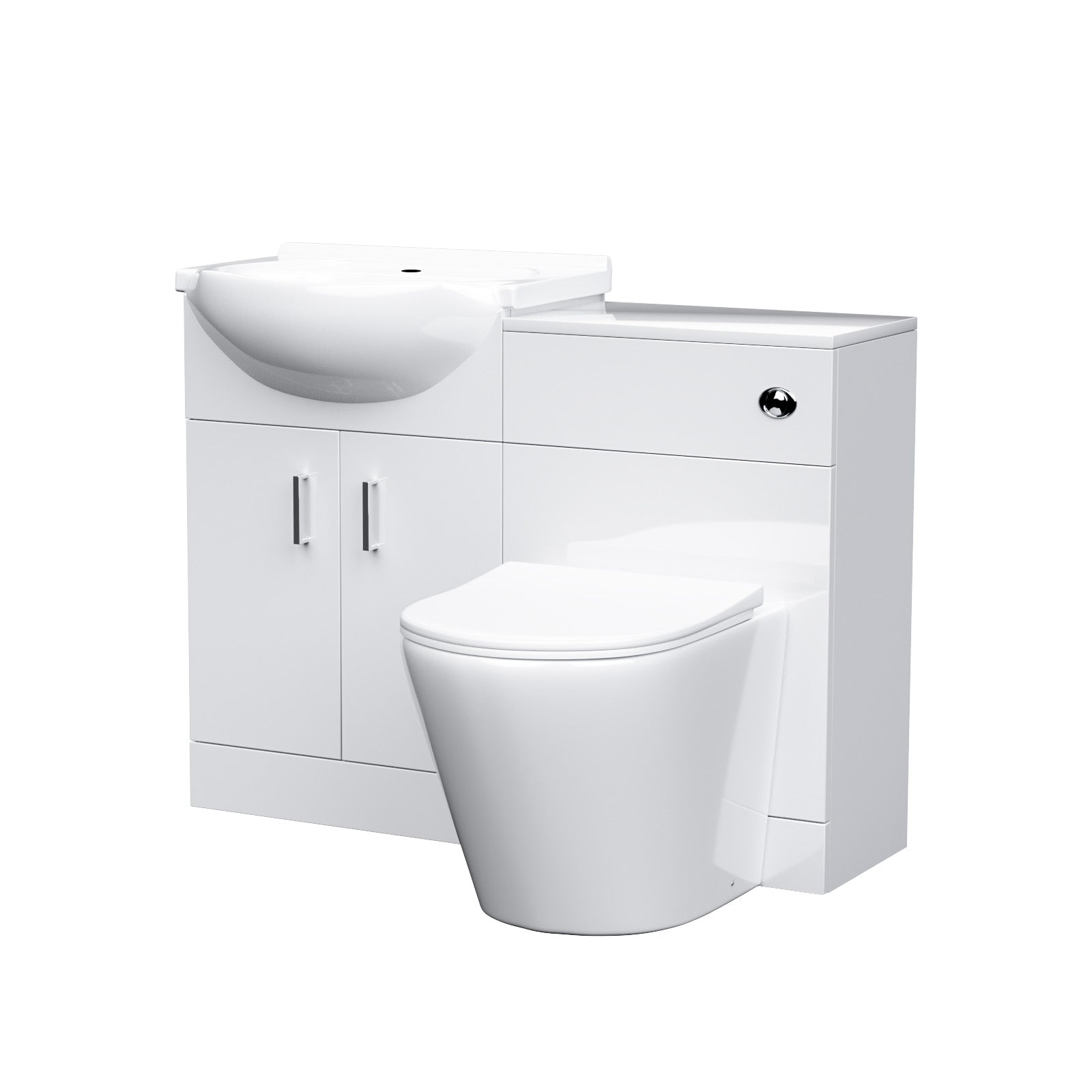 Dyon 550mm White Vanity Sink Unit, Cloakroom Basin & BTW Toilet WC Flat Pack